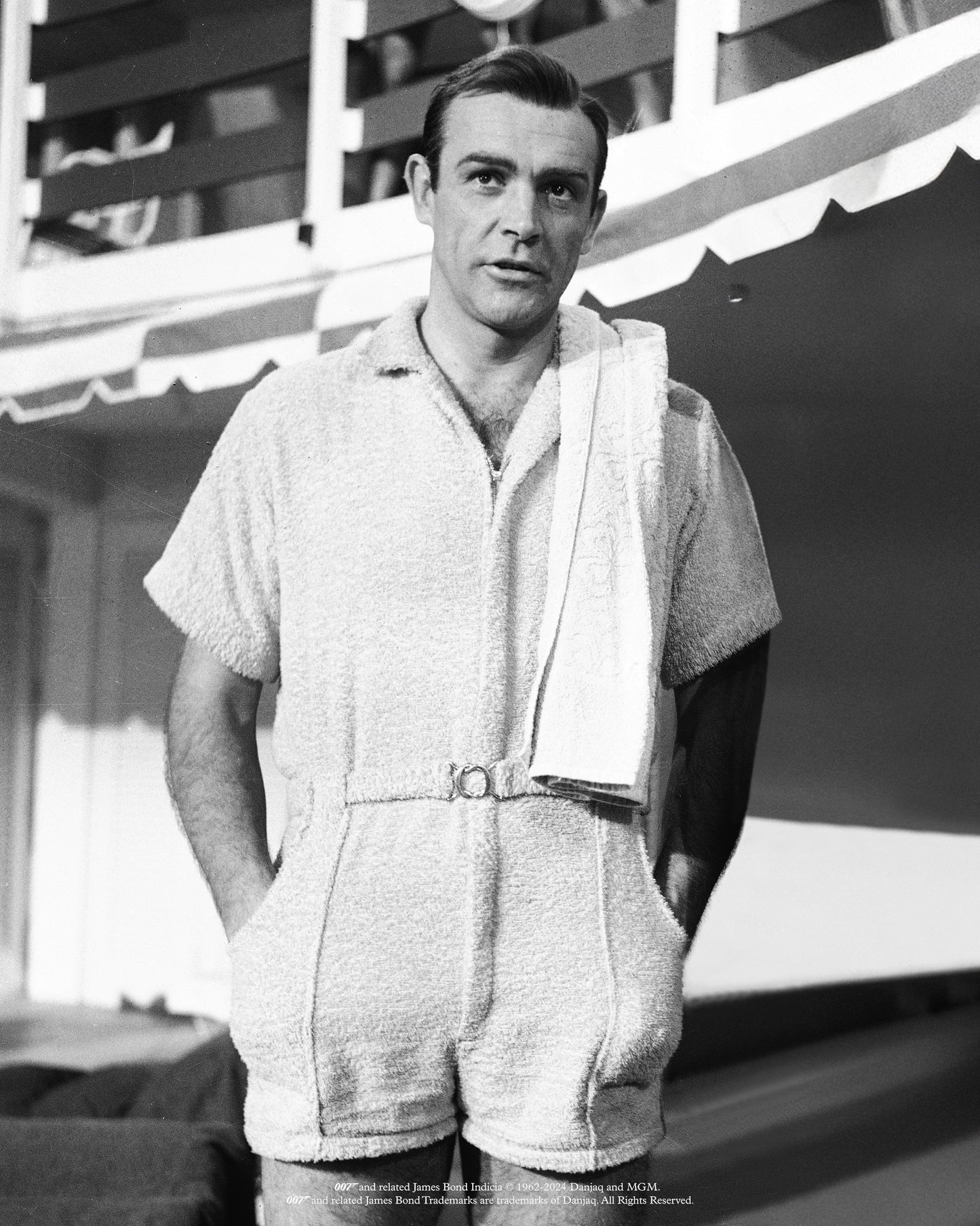 Goldfinger Onesie - Capri Collar Towelling Onesie in Riviera Blue