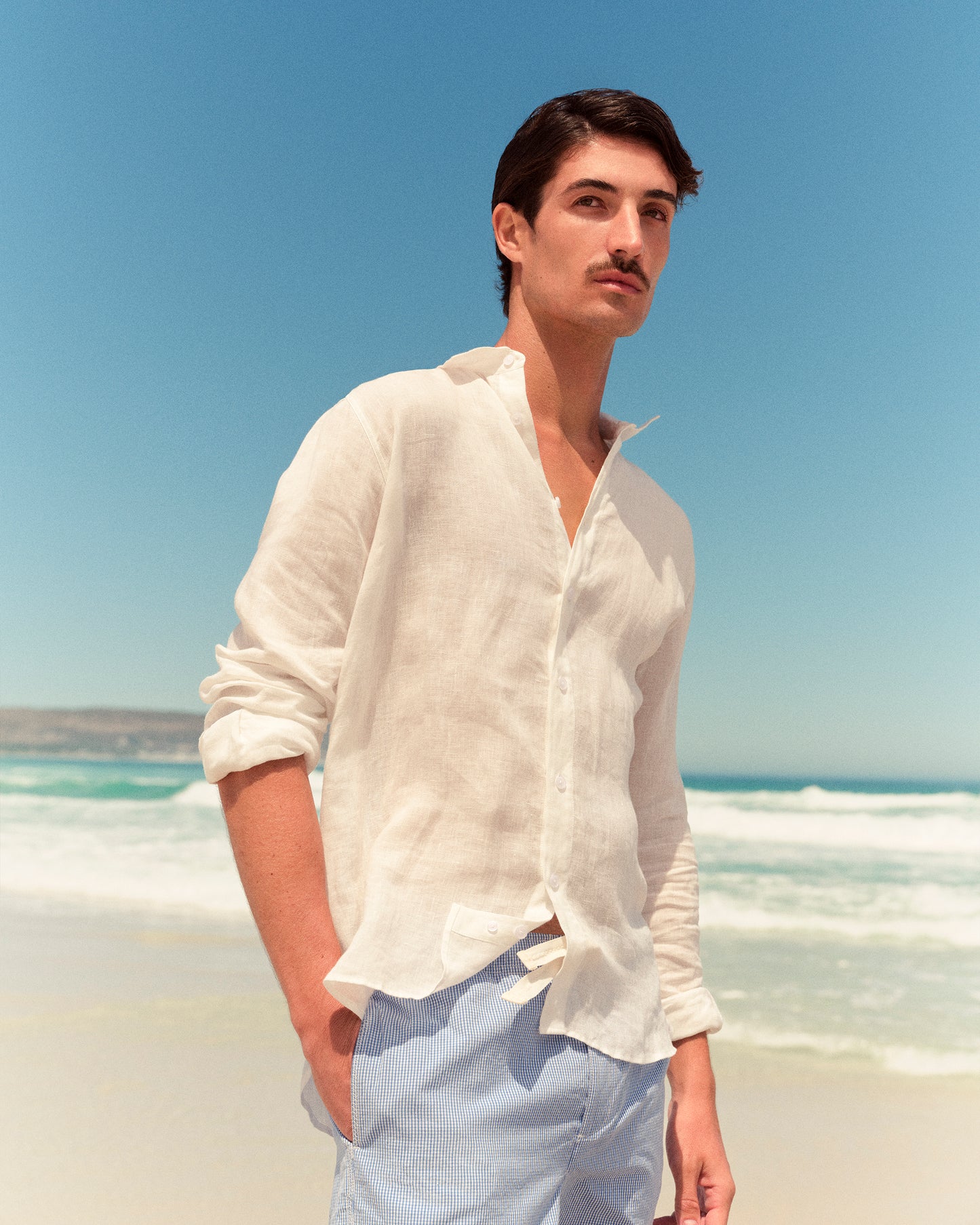 Giles Linen - White Tailored-Fit Shirt