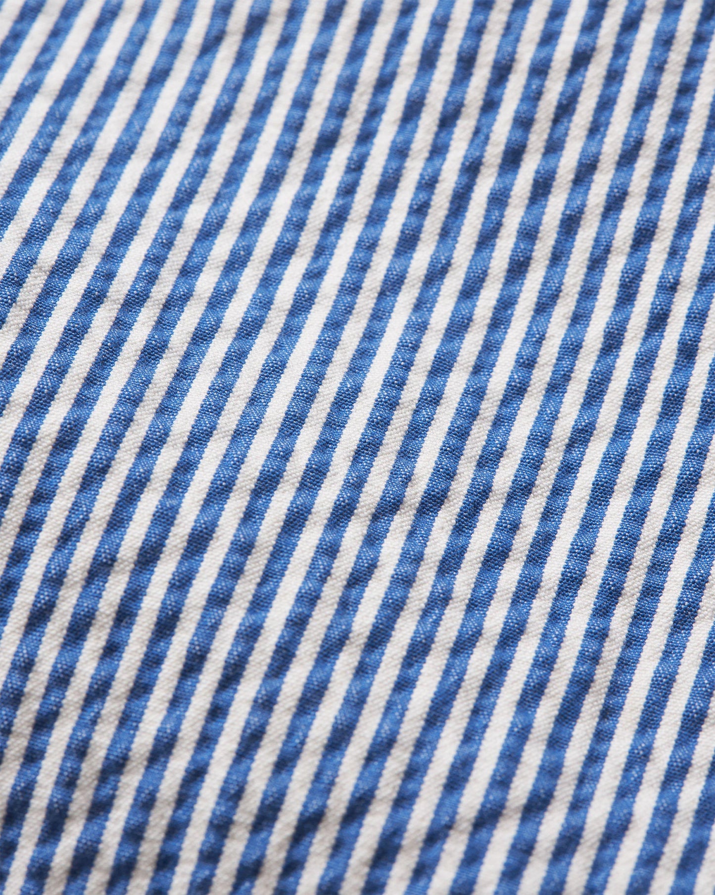 Alex Seersucker - Seersucker Relaxed Fit Drawcord Trousers in Blueberry/White Stripe Detail Ott