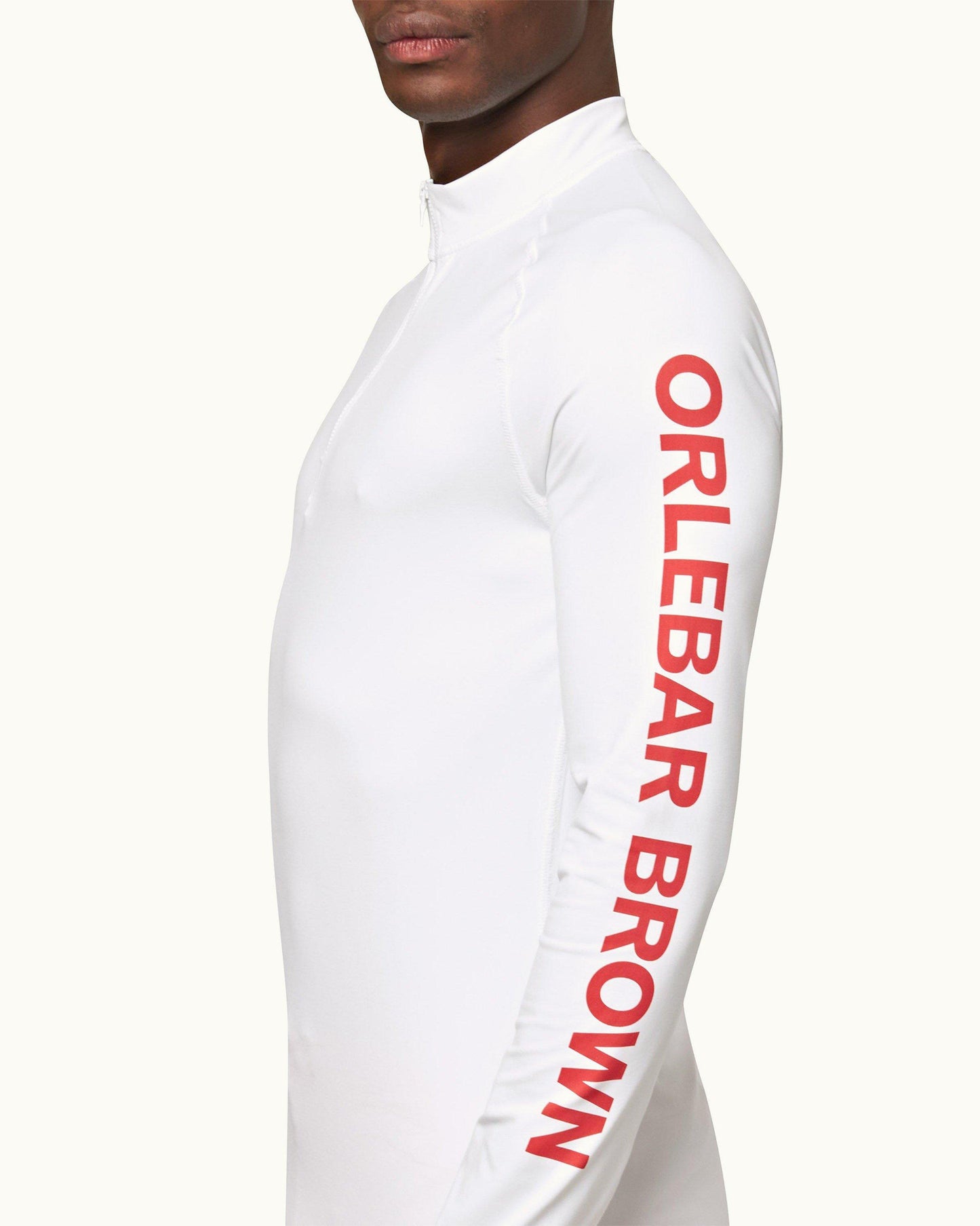 Bray - Mens White Half-Zip Rash Guard Detail 1 View