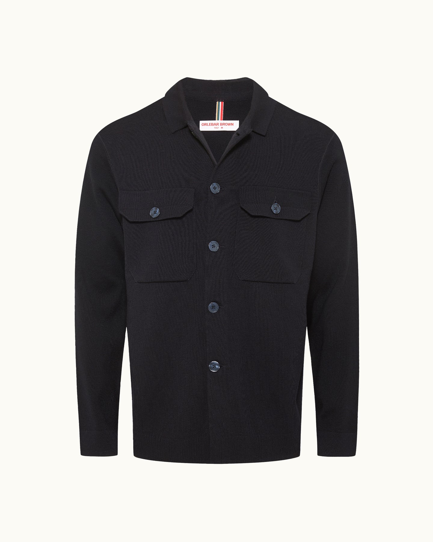 Brigg Merino - Milano Stitch Merino Knit Overshirt in Night Iris Front View
