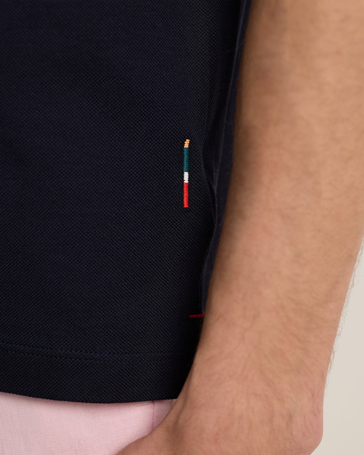 Bruno Pique - Pique Stitch Polo In Night Iris Detail 1