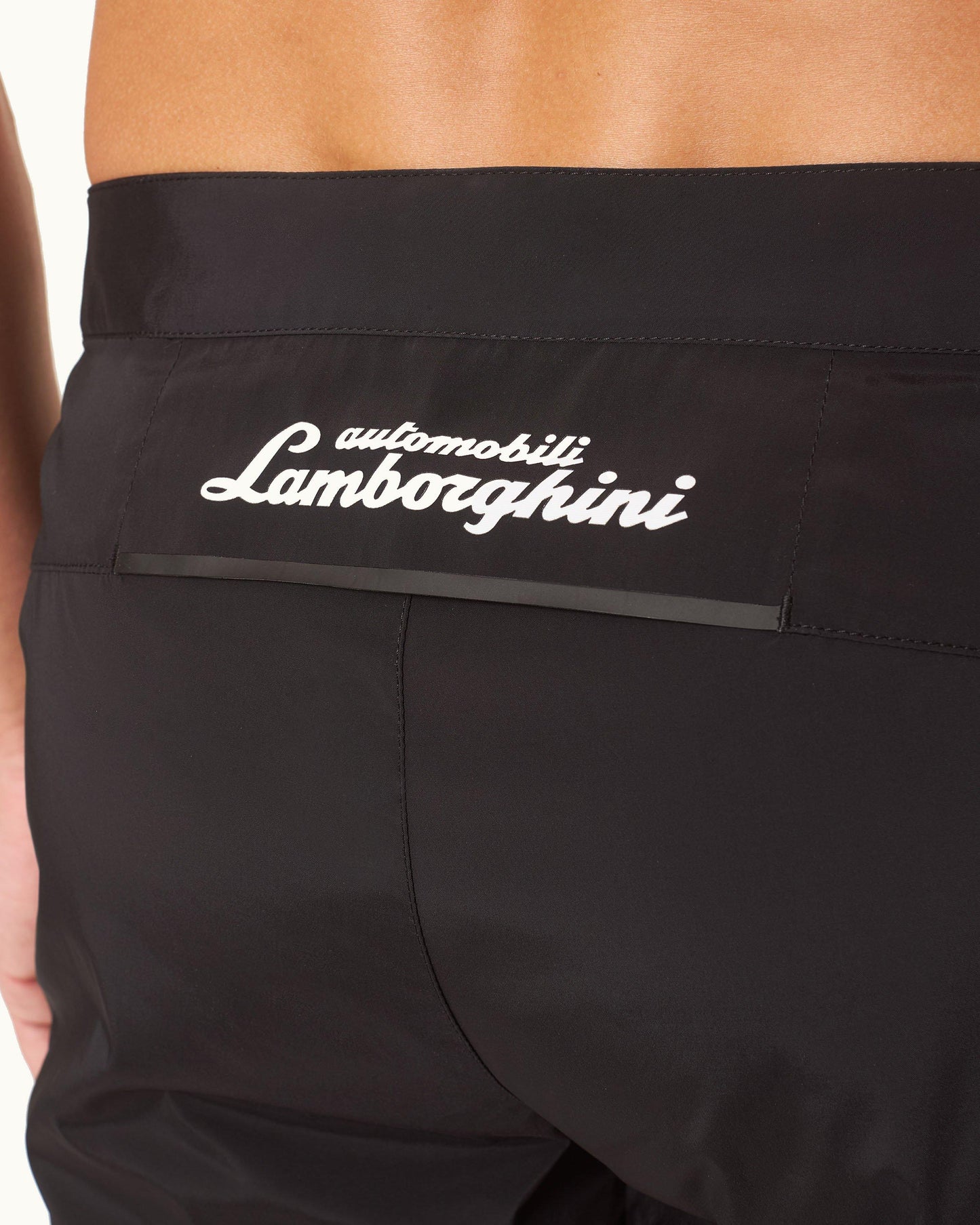 Bulldog Bonded - Granite 'Automobili Lamborghini' Logo Bonded Tape Mid-Length Swim Shorts Detail Other