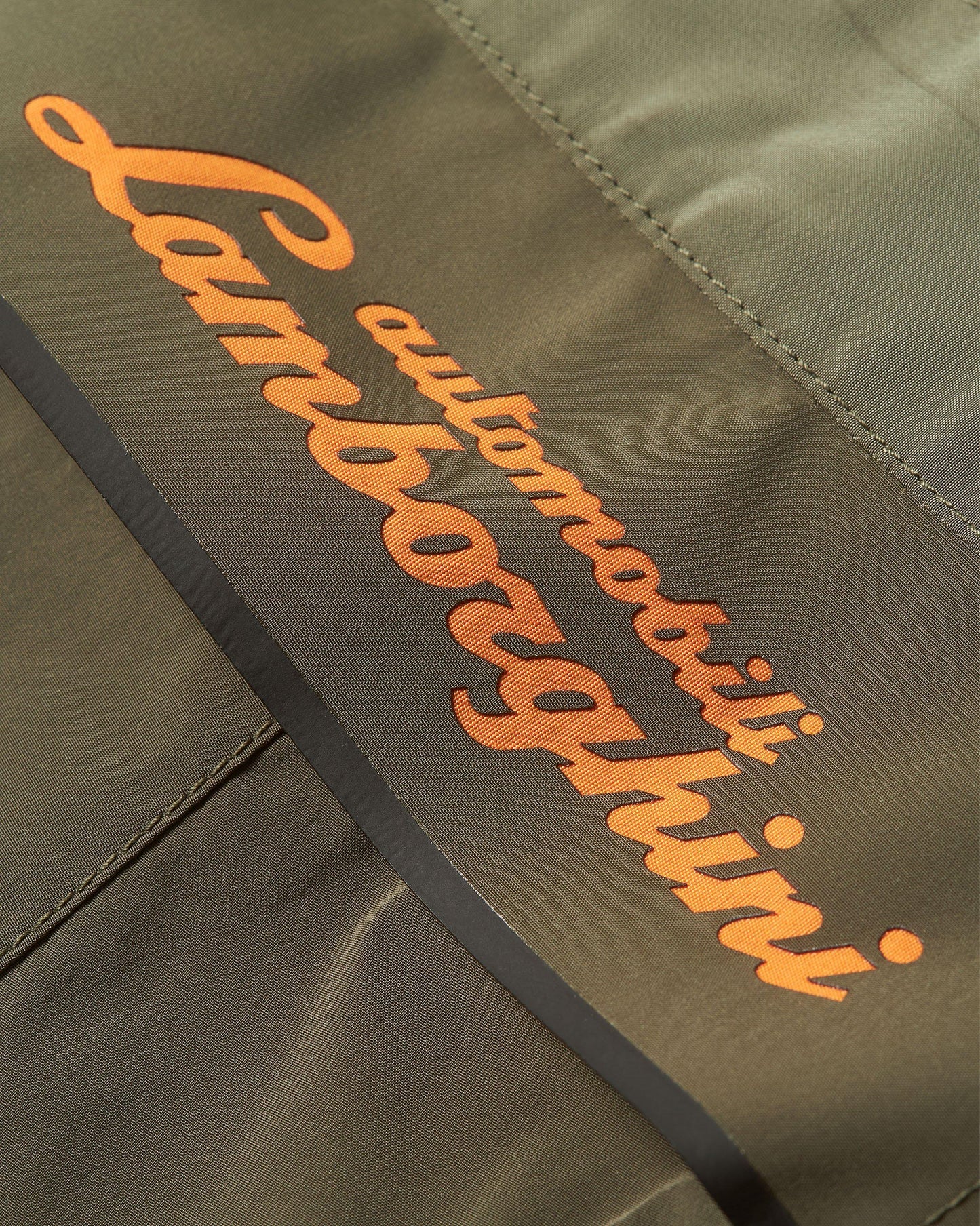 Bulldog Bonded - Verde Turbine 'Automobili Lamborghini' Logo Bonded Tape Mid-Length Swim Shorts Detail Logo