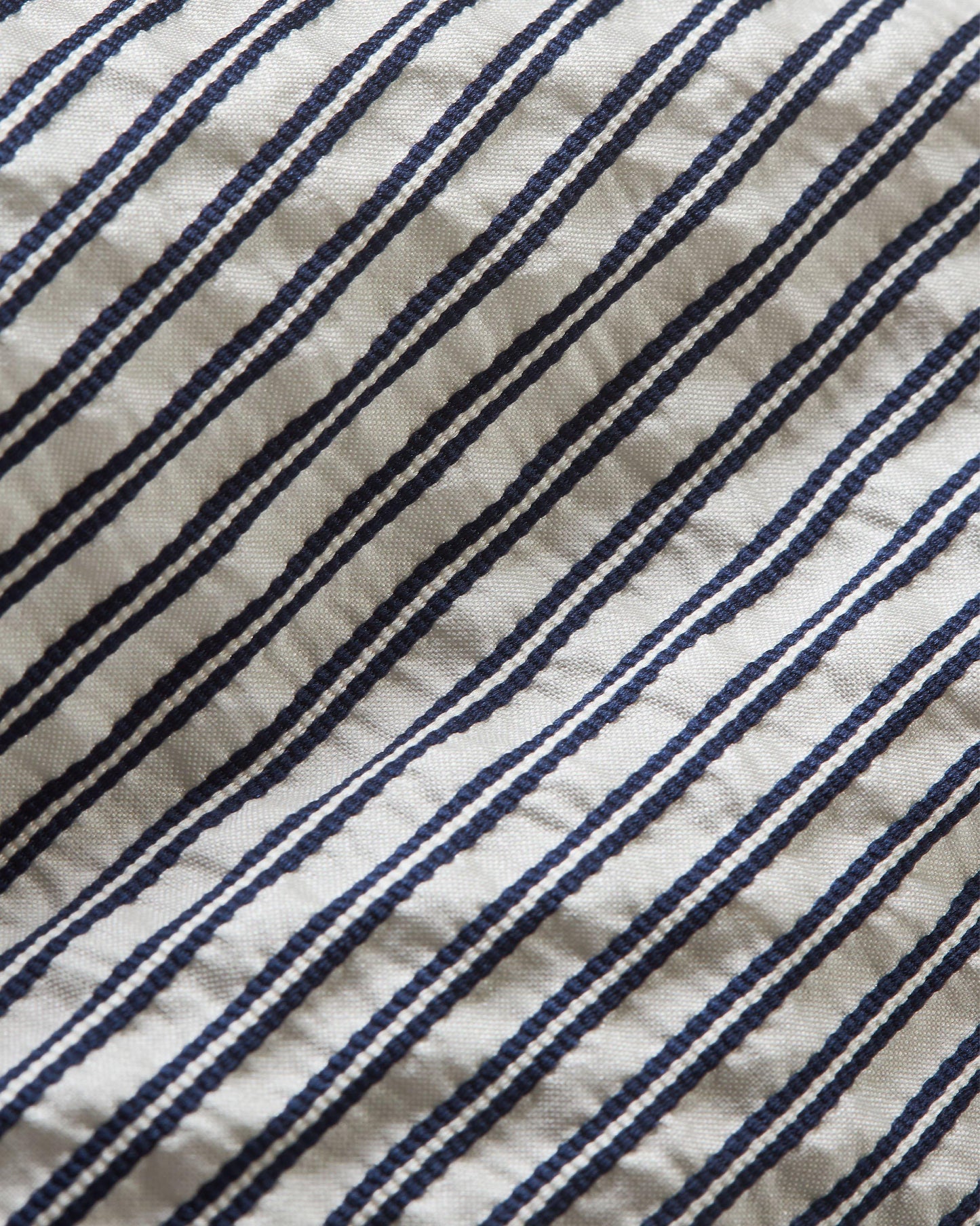 Bulldog - Mid-Length Seersucker Stripe Swim Shorts in Azul Blue/Cashew Woven in Italy Detail Ott