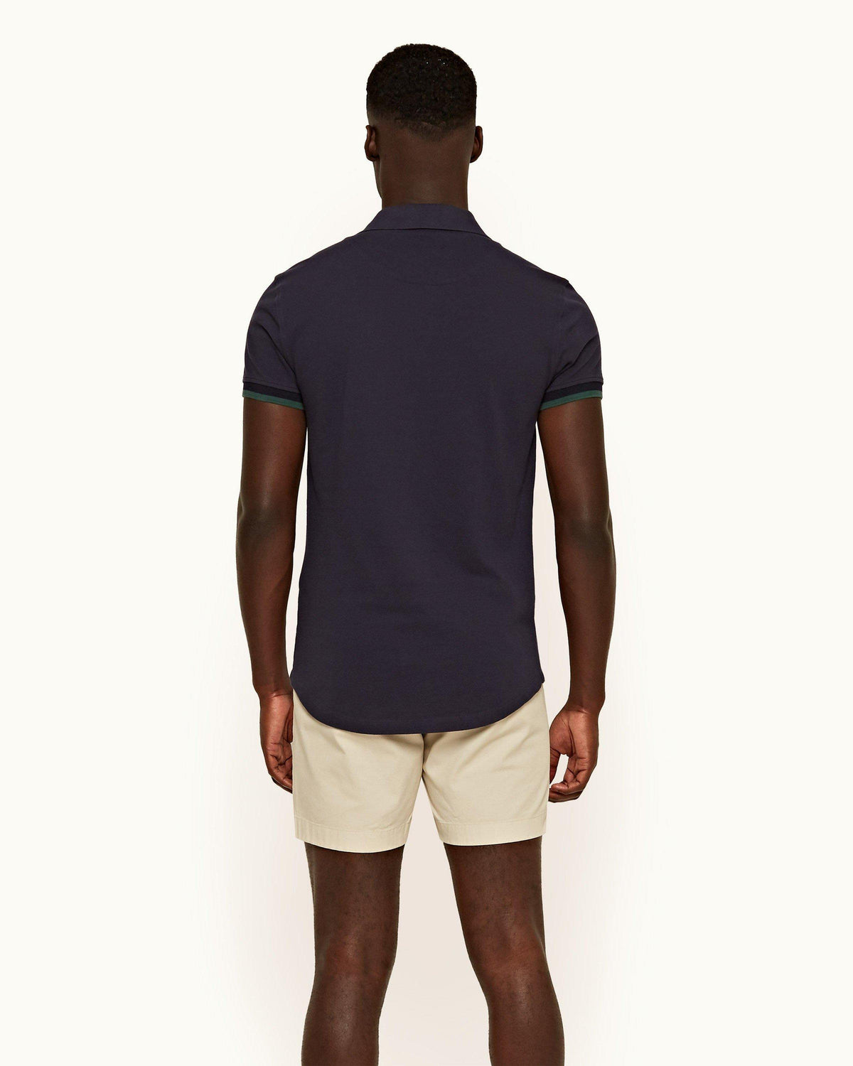 Bulldog Cotton Twill - Mens Oatmeal Mid-Length Cotton Twill Shorts Back Model View