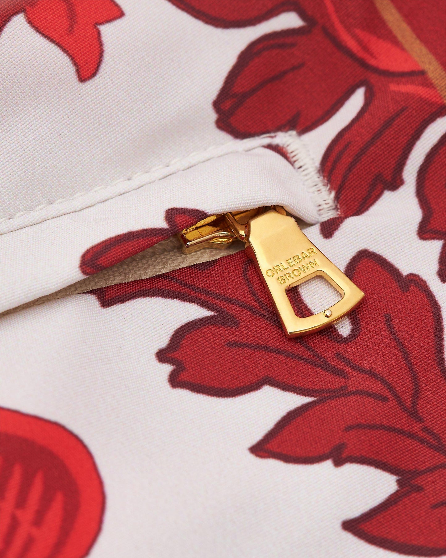 Bulldog - Dragonflower Print Mid-Length Swim Shorts Woven In France in Summer Red/White Sand colour Detail Zip