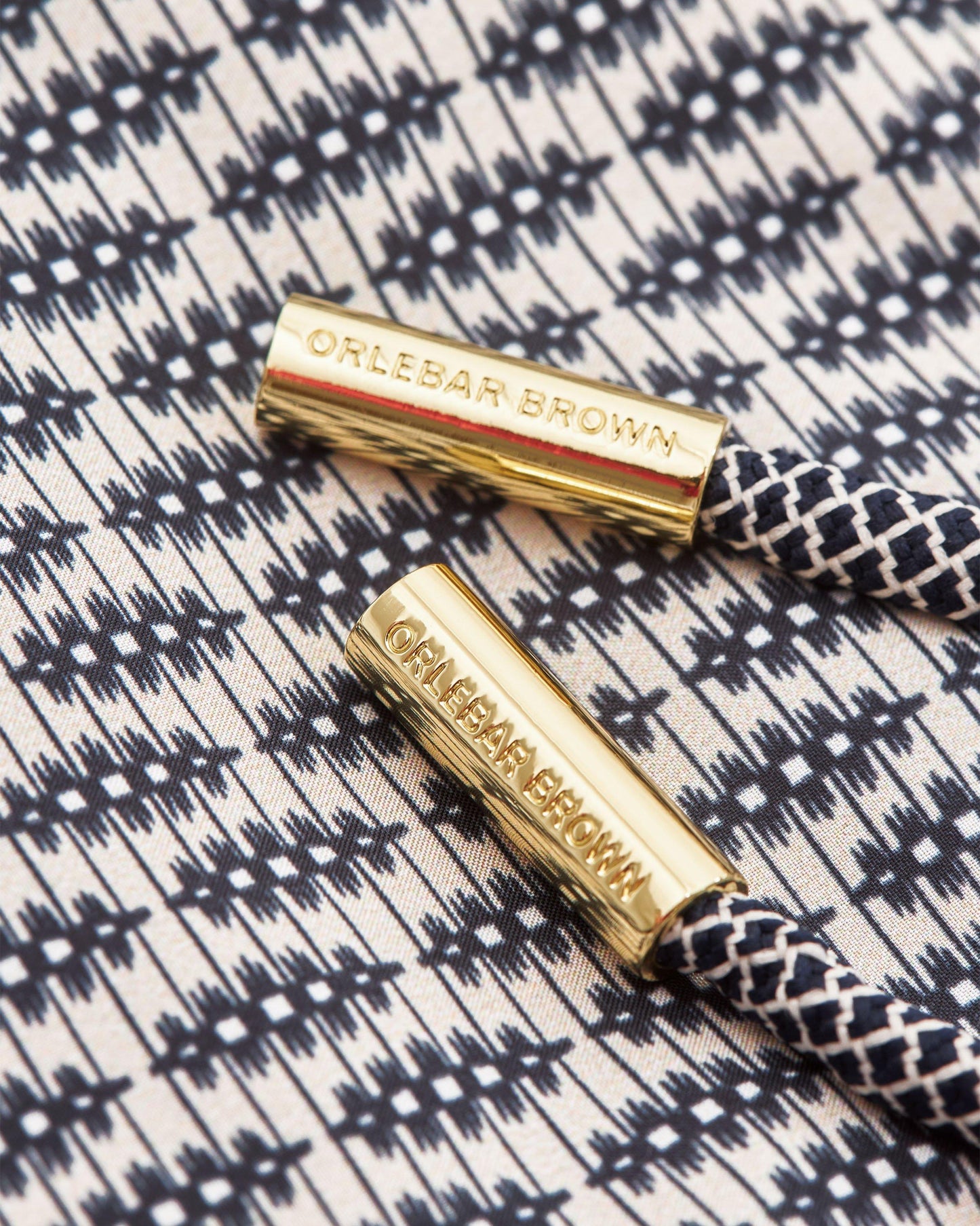 Bulldog Drawcord - Perez Print Mid-Length Drawcord Swim Shorts in Chai colour Detail Other