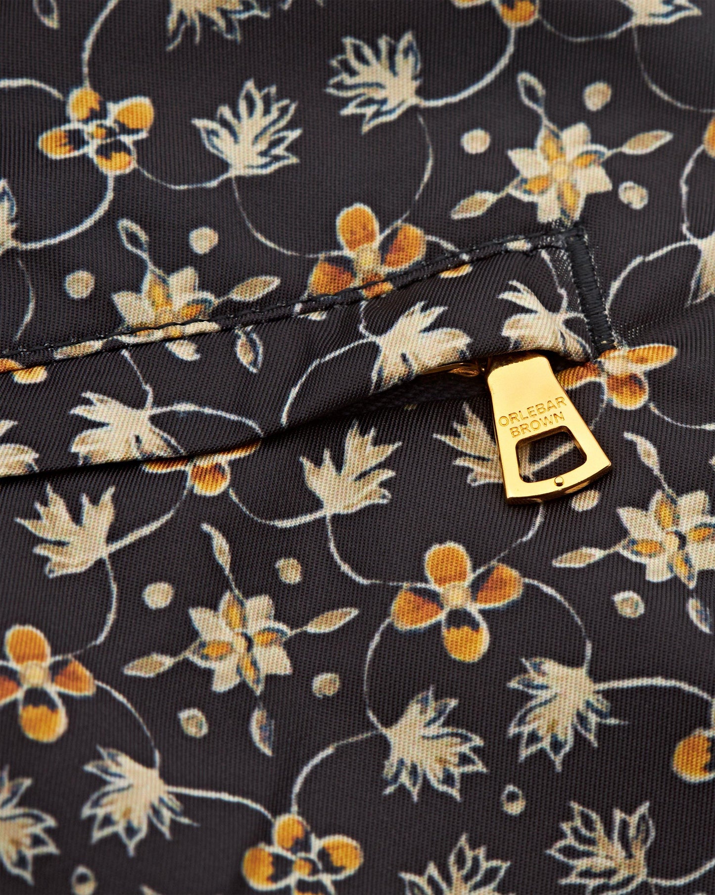 Bulldog - Mens Fiore Print Mid-Length Swim Shorts In Night Iris Blue Zip Detail