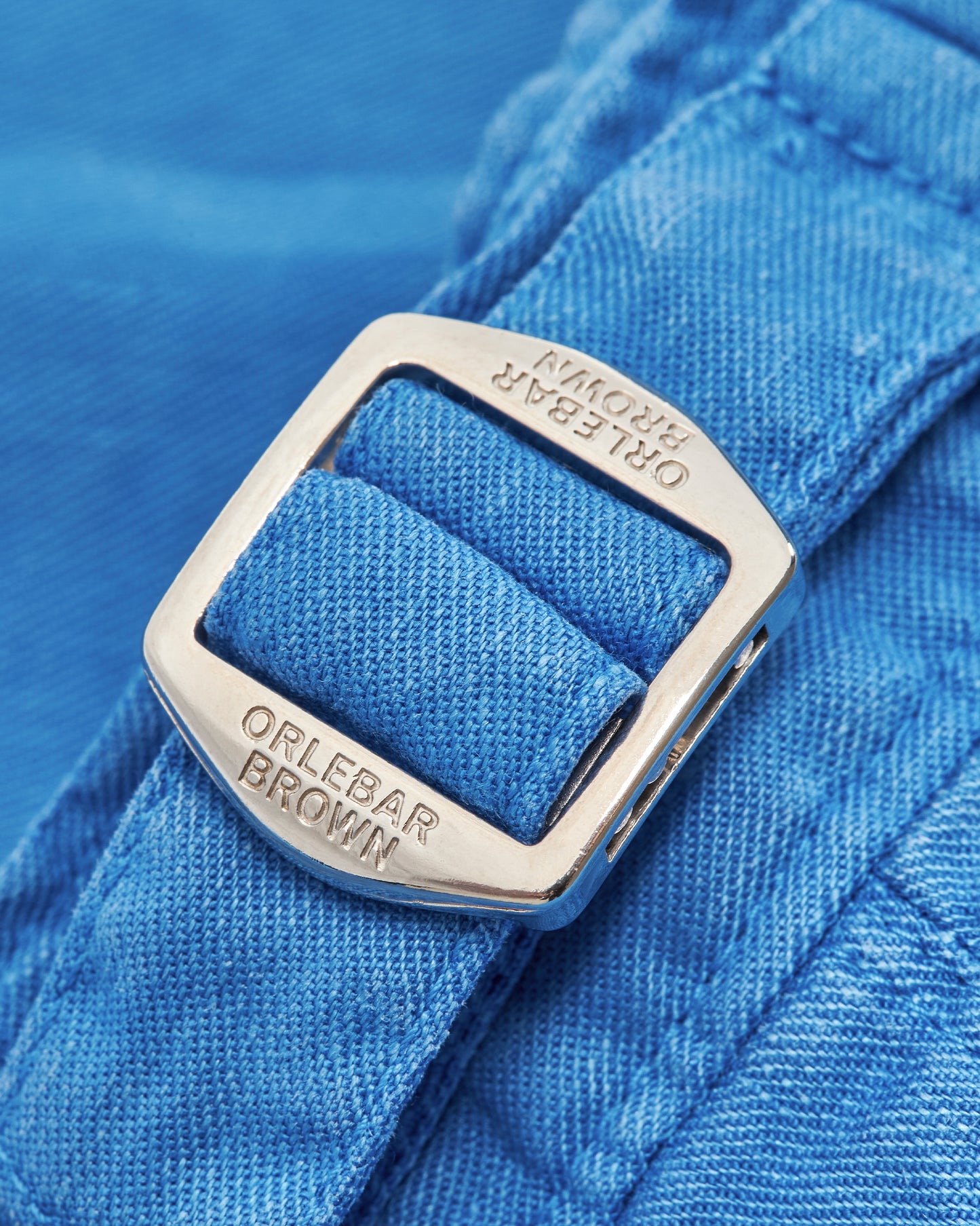 Bulldog Garment Dye - Mid-Length Garment Dye Linen-Blend Shorts in Catalina Blue Detail Buckle