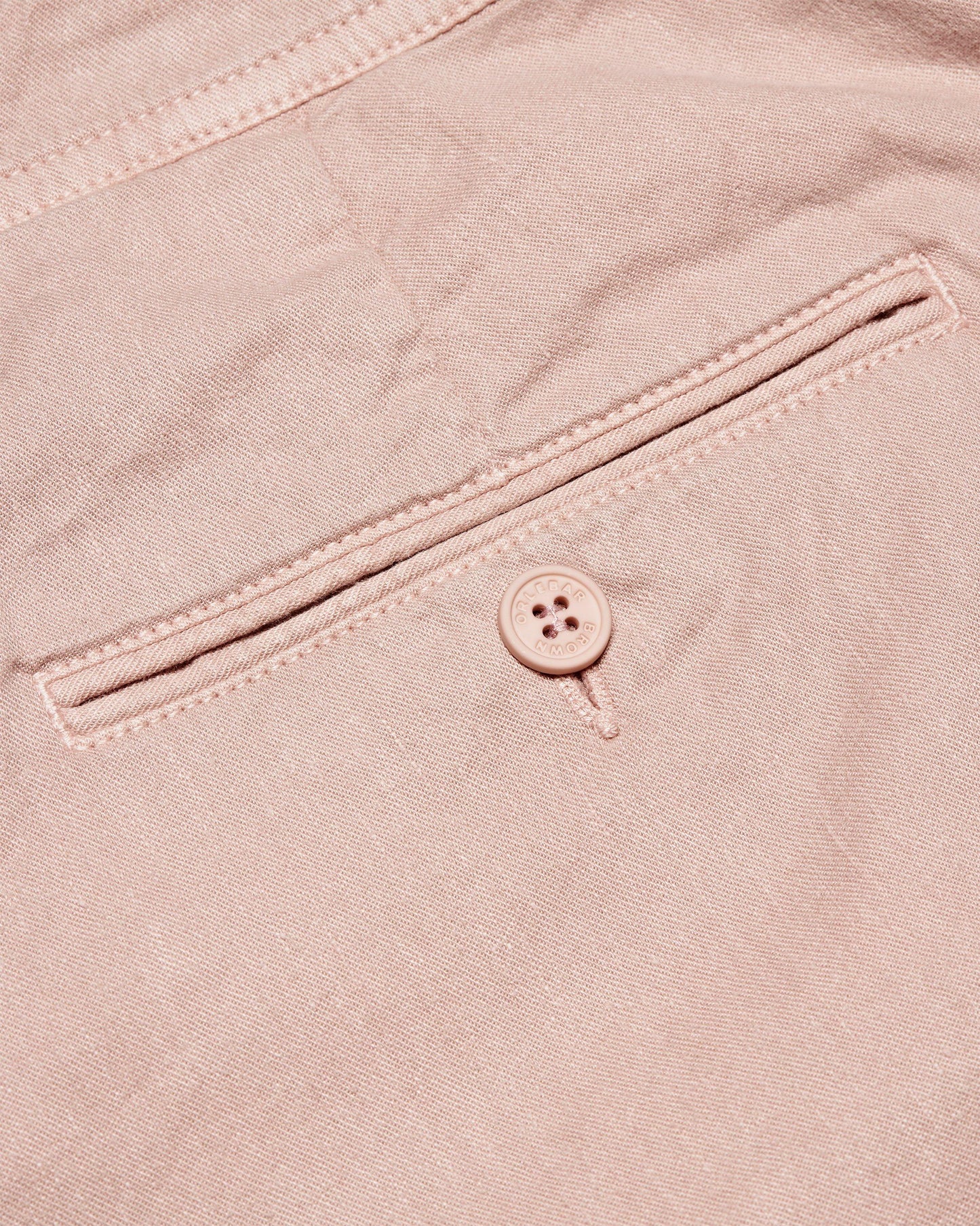 Bulldog Garment Dye - Mens Mid-Length Garment Dye Shorts In Seashell Pink Detail View