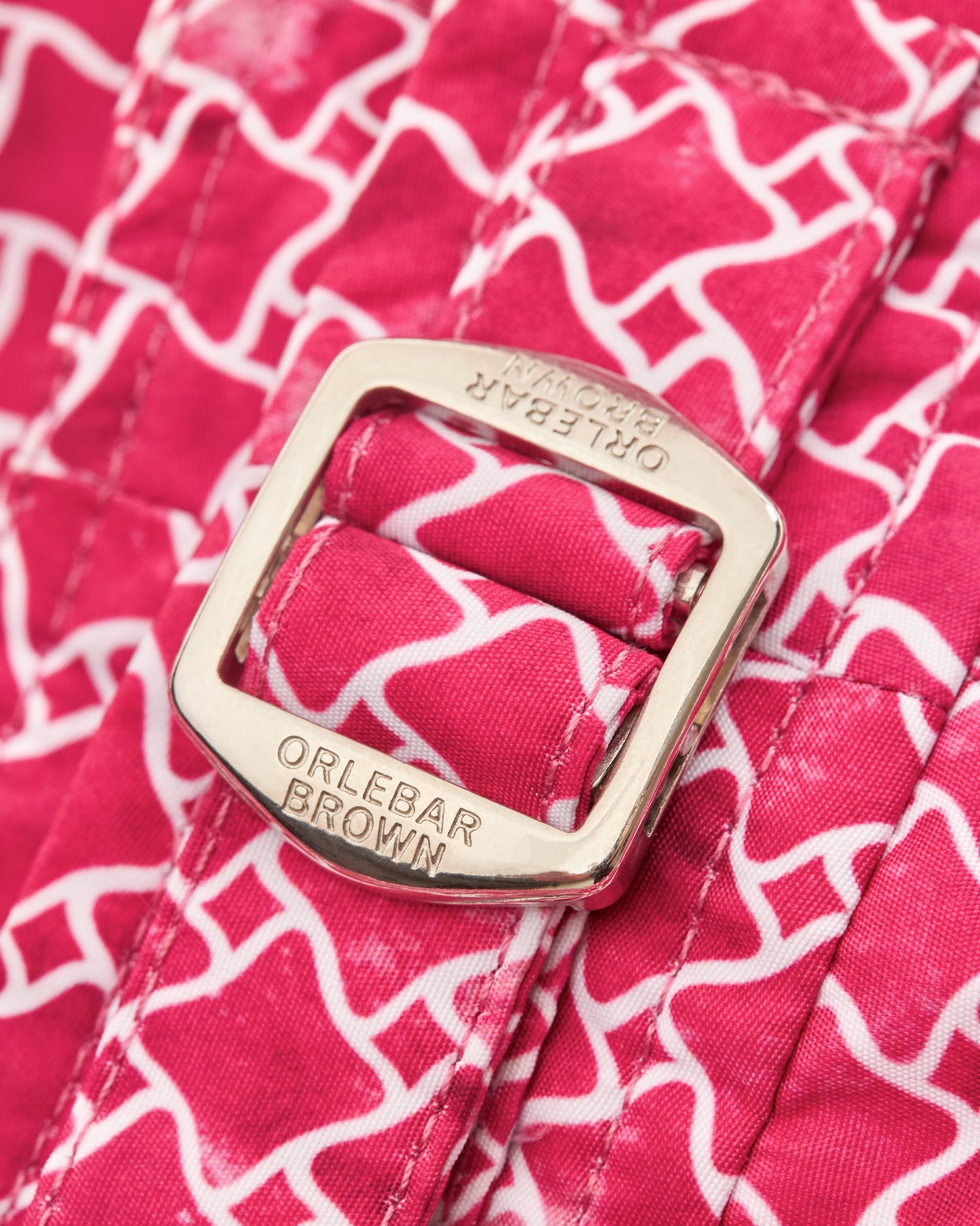 Bulldog - Mid-Length Geo Print Swim Shorts in Sunset Pink Detail Buckle