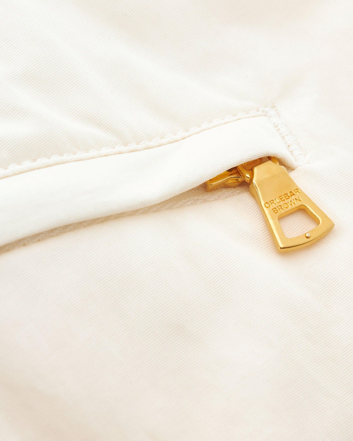 Bulldog - White Sand Mid-Length Waist Tape Trim Swim Shorts Detail Zip