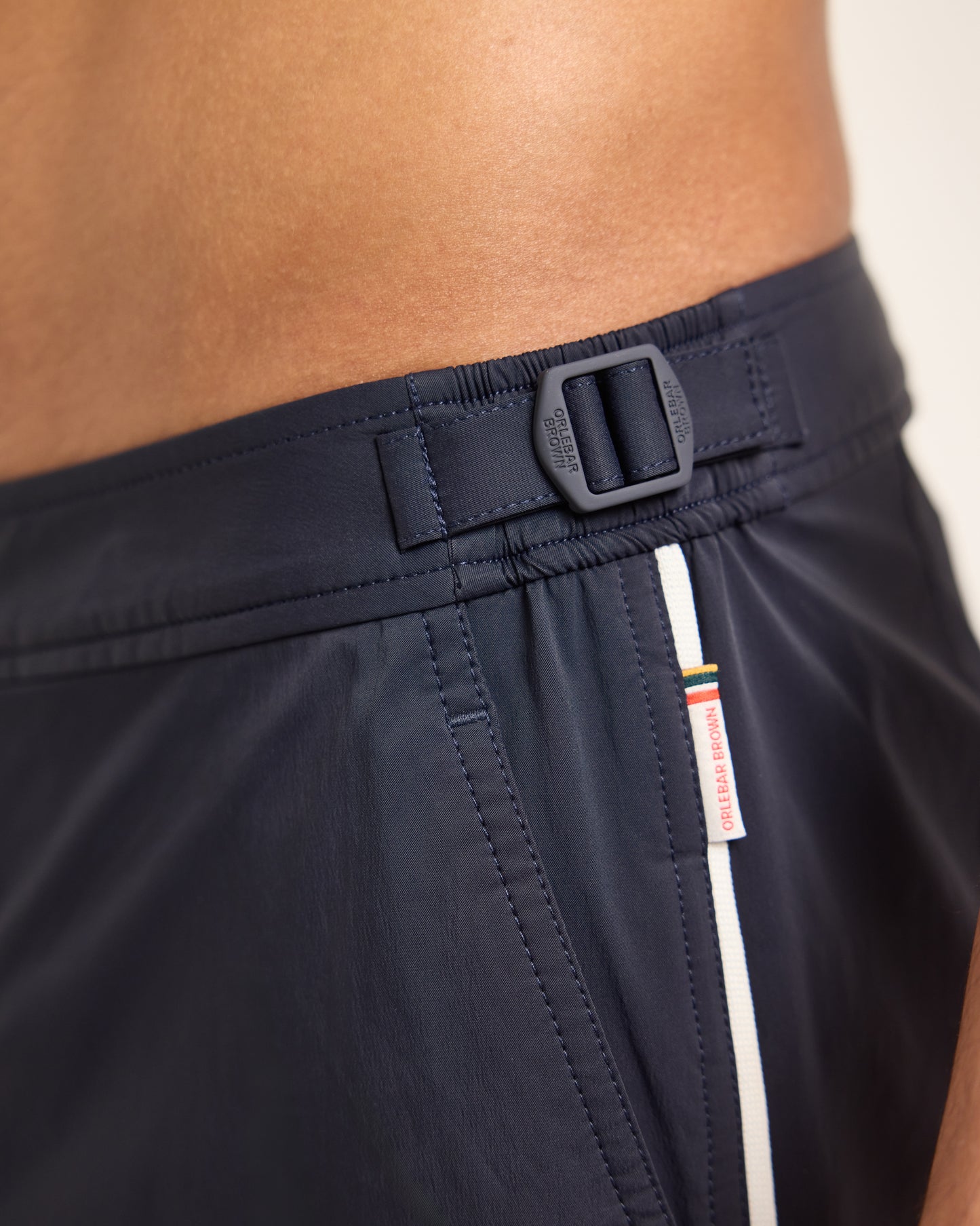 Bulldog Stretch - Mid-Length Stretch Swim Shorts In Night Iris Blue Detail View