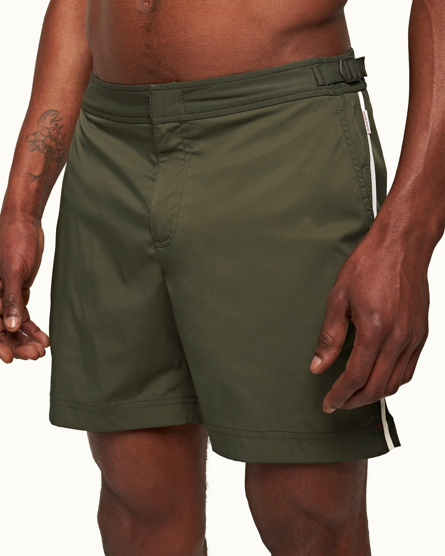 Bulldog Stretch - Mens Palm Mid-Length Stretch Swim Shorts Detail View