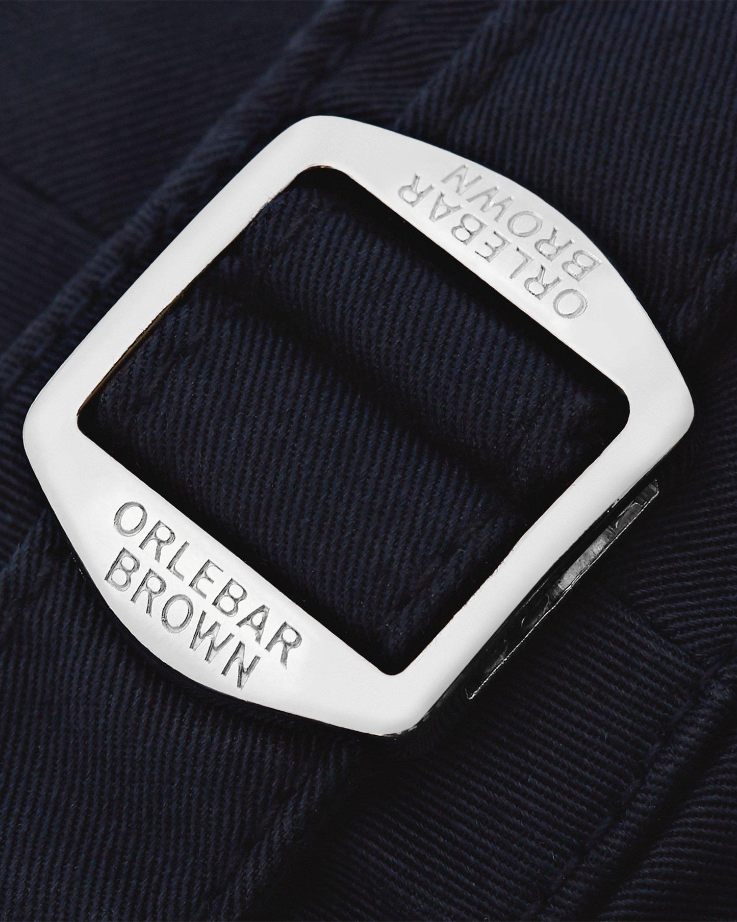 Campbell - Mens Navy Slim Fit Stretch Chinos Buckle Detail View