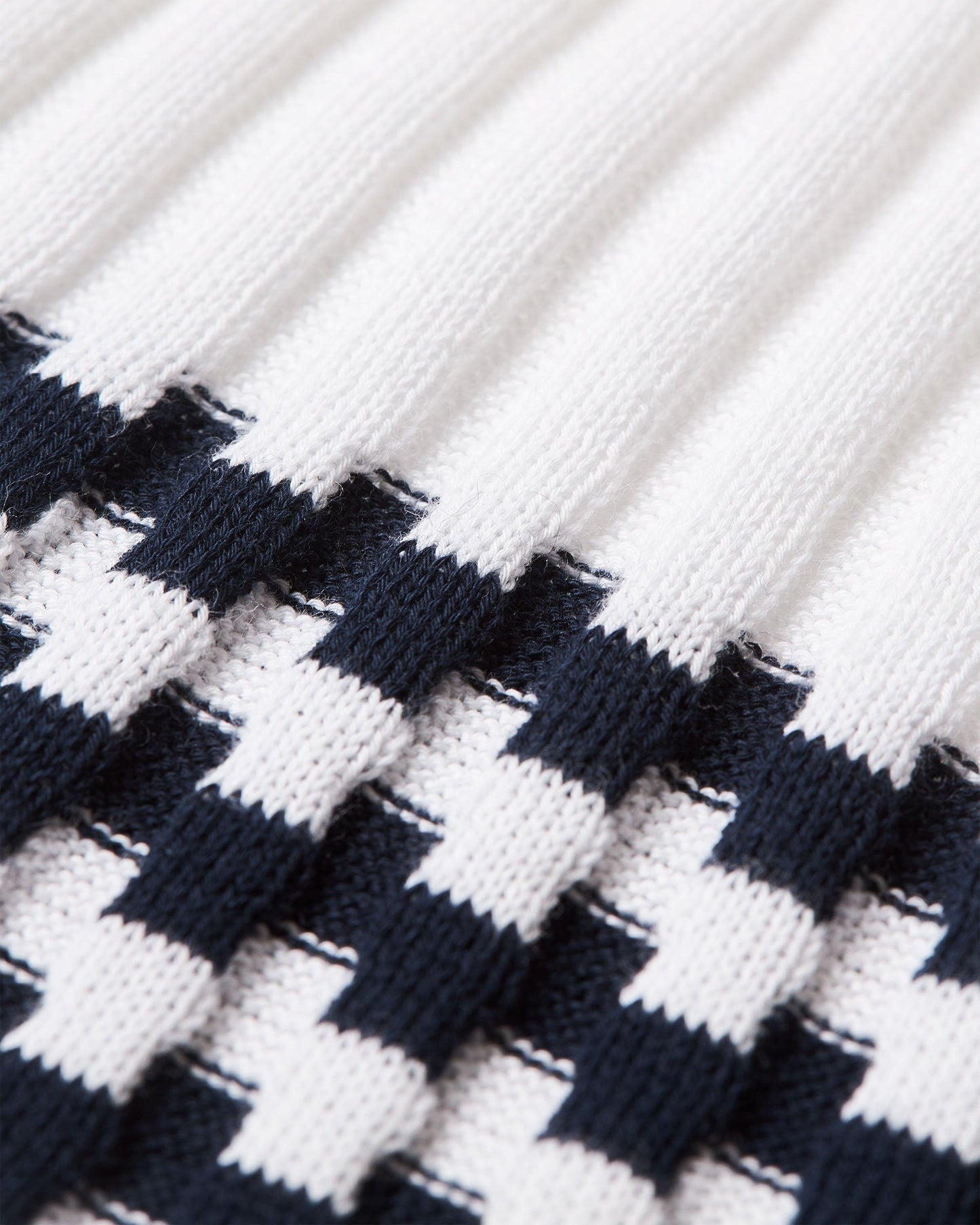 Canet - Cloud/Ink Textured Stripe Organic Cotton Polo Shirt Detail Ott