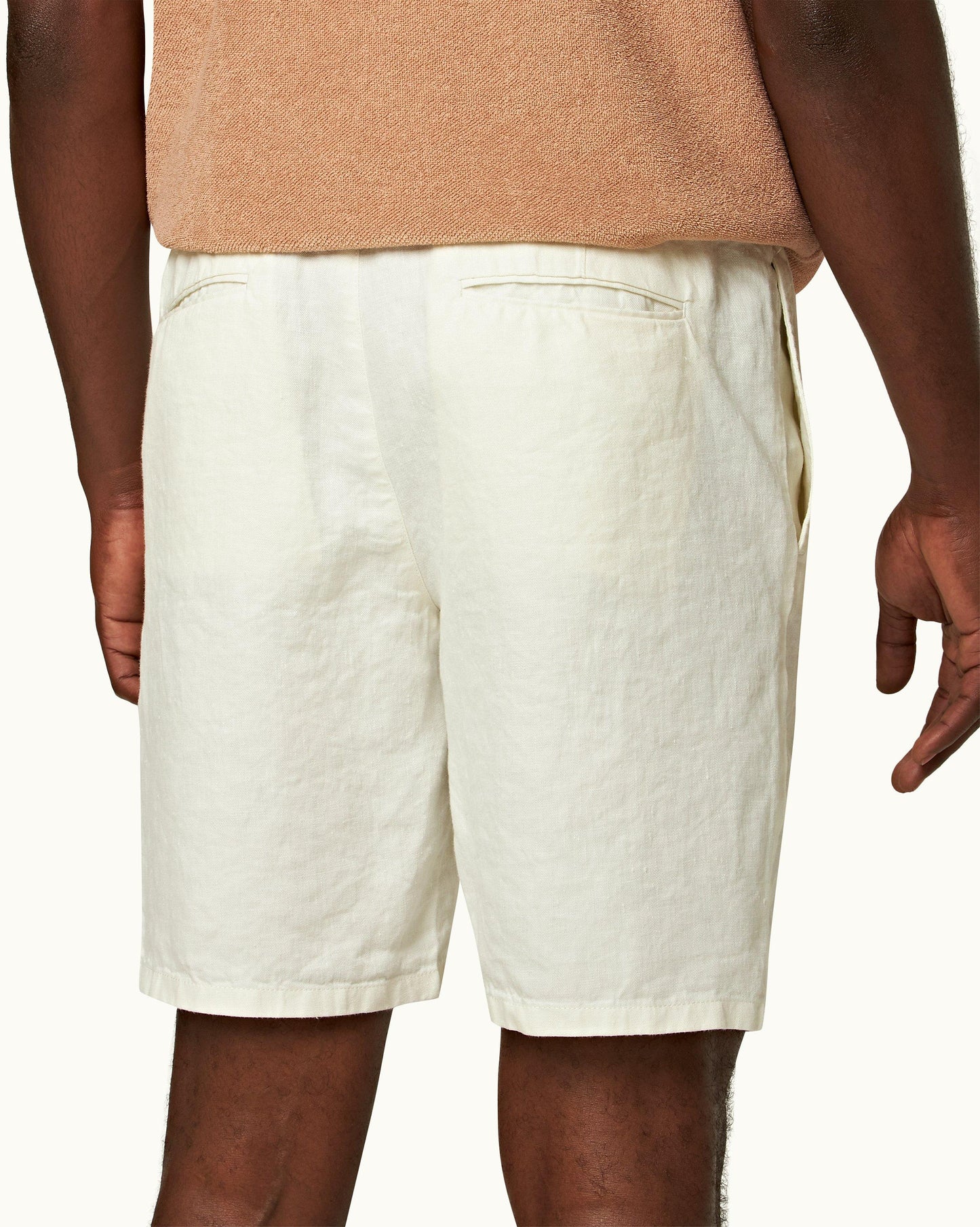 Cornell Linen - Mens Sandbar Tailored Fit Washed Linen Drawcord Shorts Detail 1 View