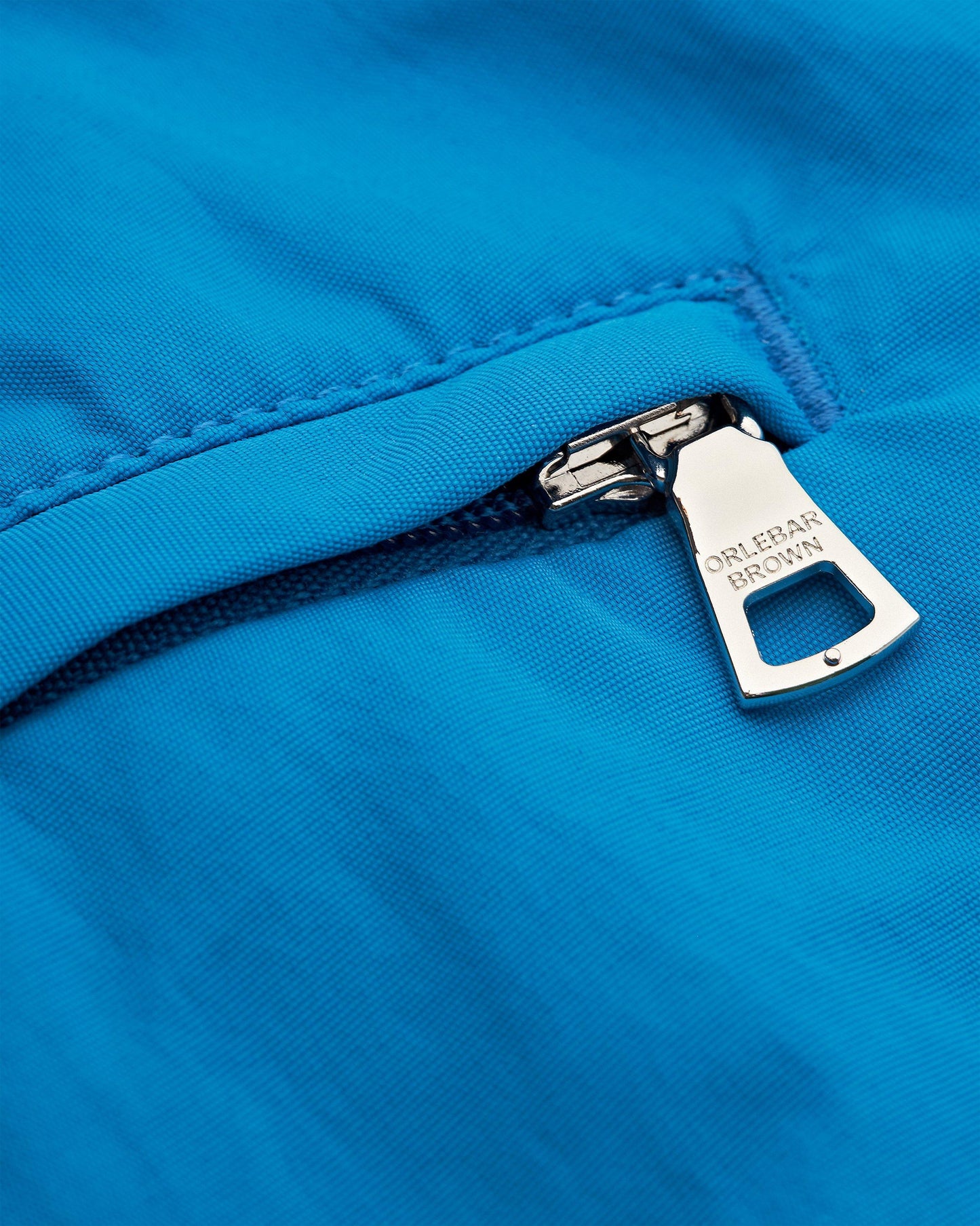 Dane - Mens Longer-Length Swim Shorts In Nova Blue Zip Detail