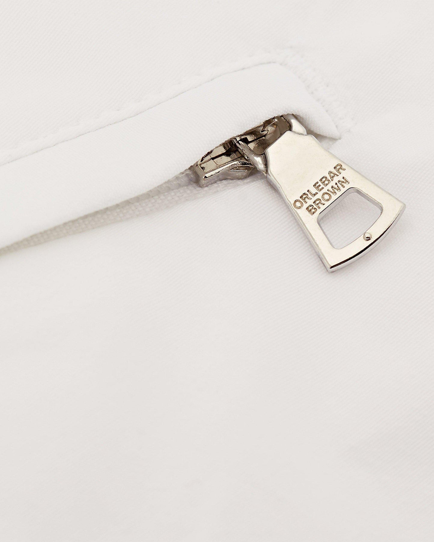 Dane - Mens White Longest-Length Swim Shorts Zip Detail
