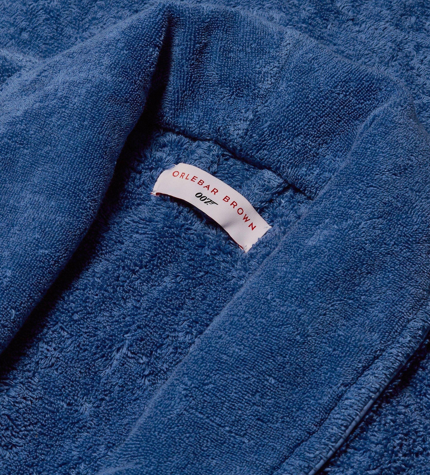 Dr No Towelling Robe - Mid Blue 007 Dr. No Towelling Bath Robe Detail Collar