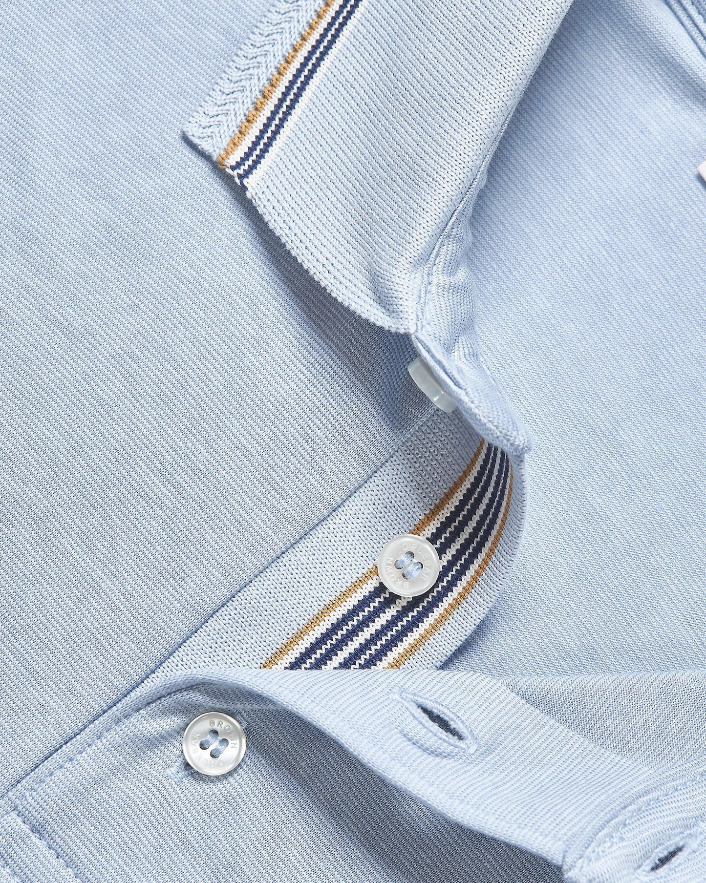 Dominic Tipping - Light Sky Pool Stripe Tipping Collar Classic Fit Polo Shirt Detail Collar