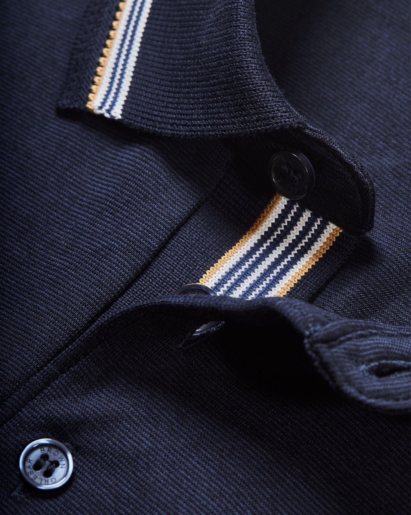 Dominic Tipping - Night Iris Stripe Tipping Collar Classic Fit Polo Shirt Detail Ott