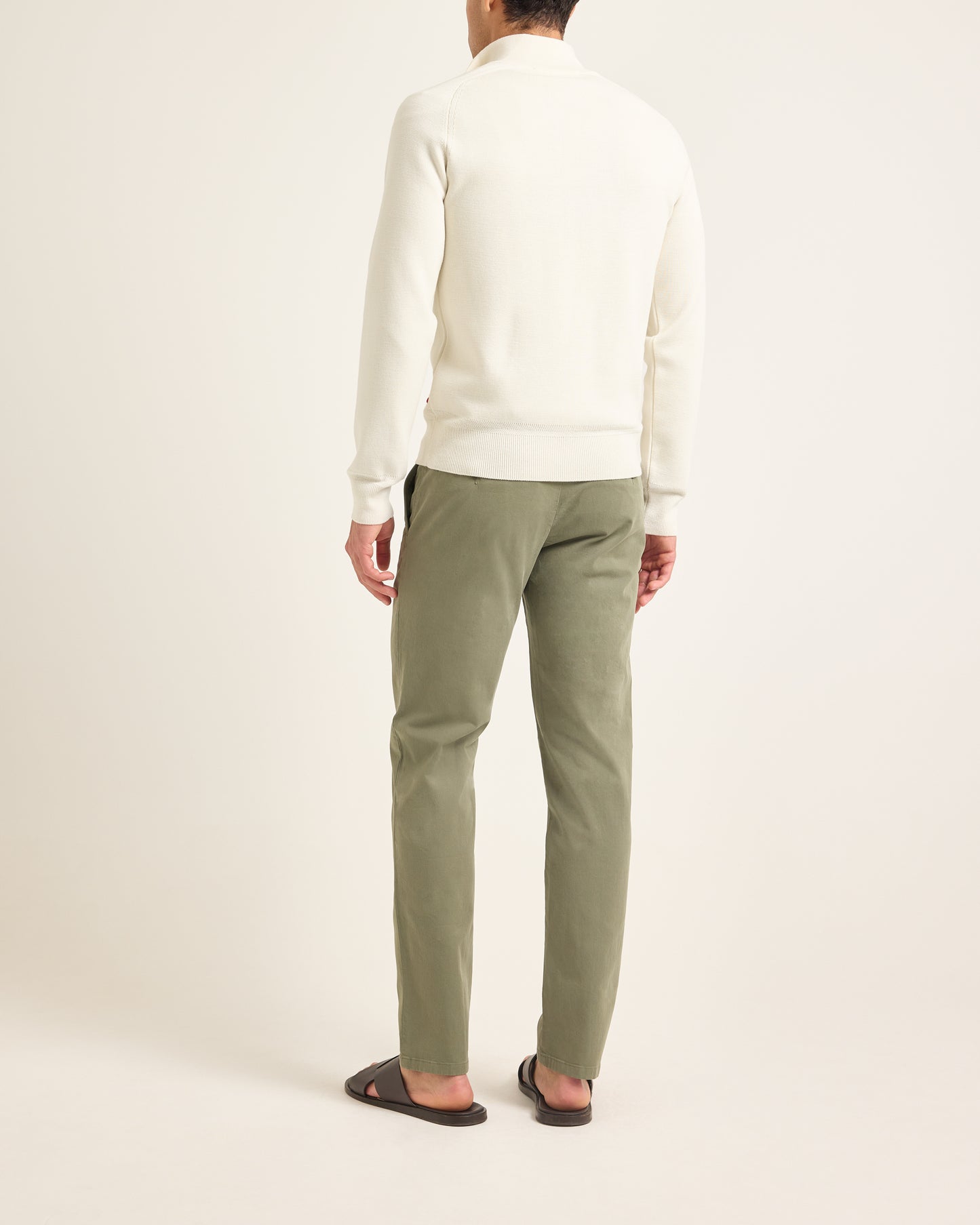 Fallon Stretch-Cotton - Tailored Fit Stretch-Cotton Chinos in Herbal Green Model Back View