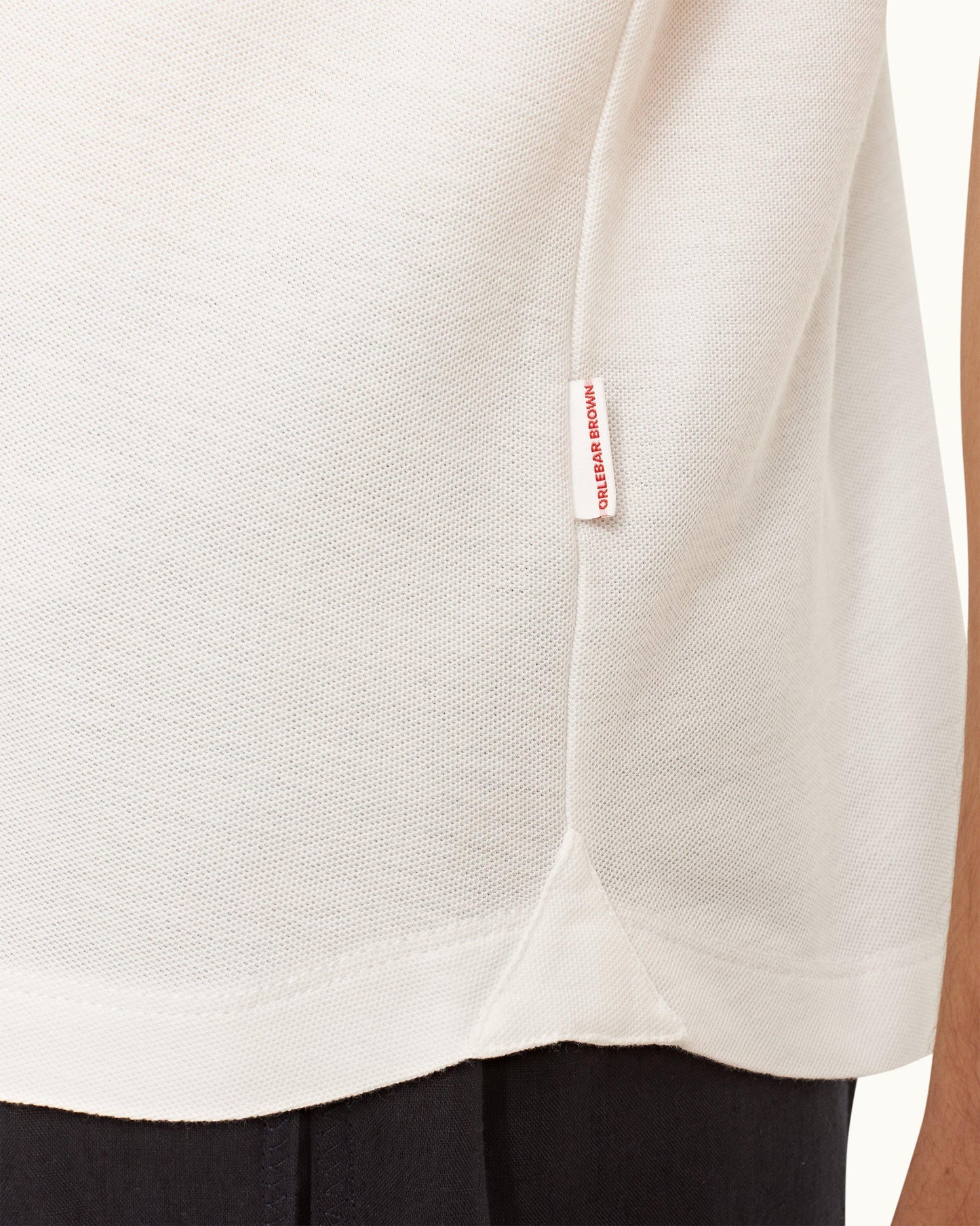 Felix - Mens Resort Collar Cotton-Modal Polo Shirt In White Detail 1 View