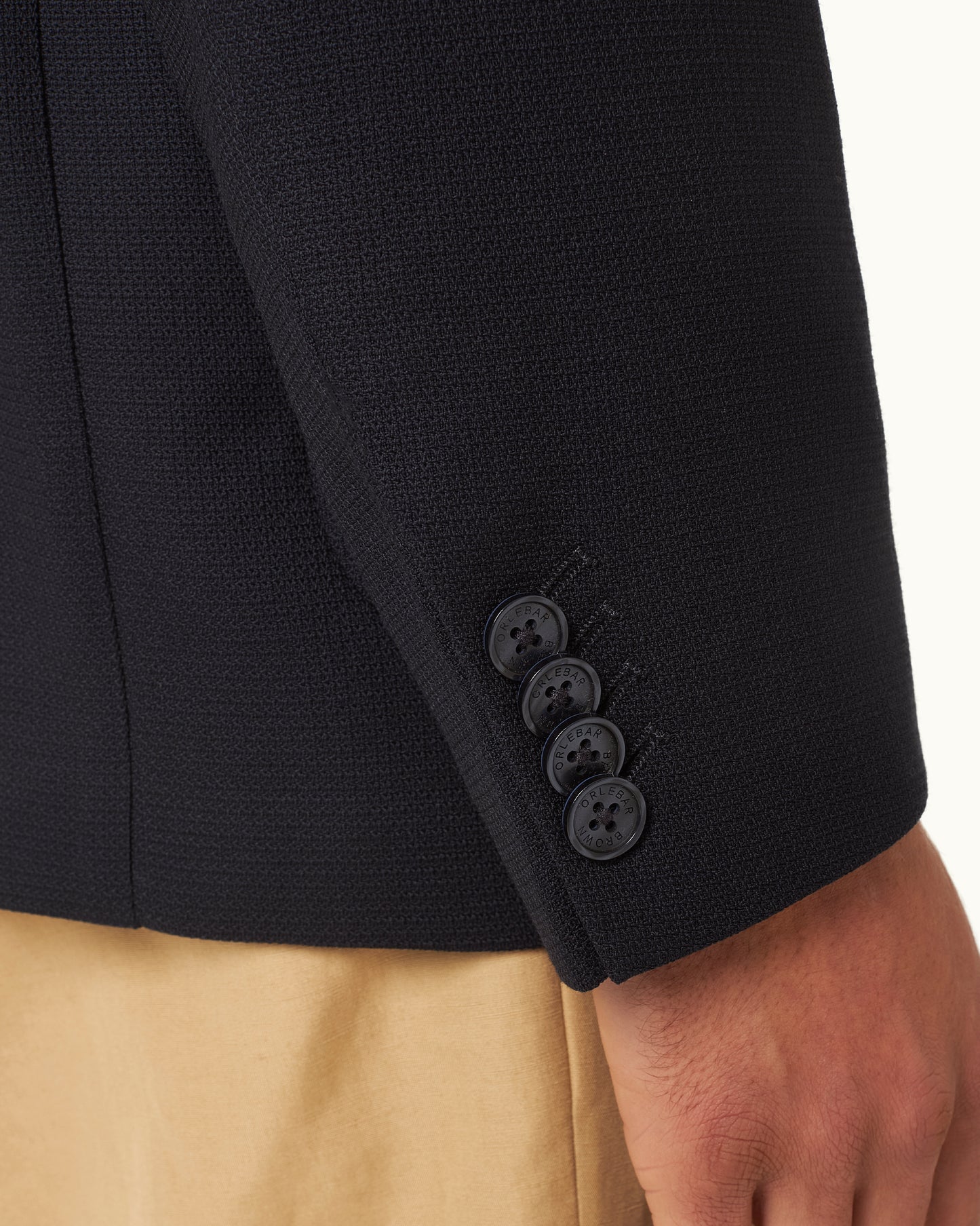 Garret Pique - Tailored Fit Unstructured Two-Button Wool Pique Blazer in Night Iris