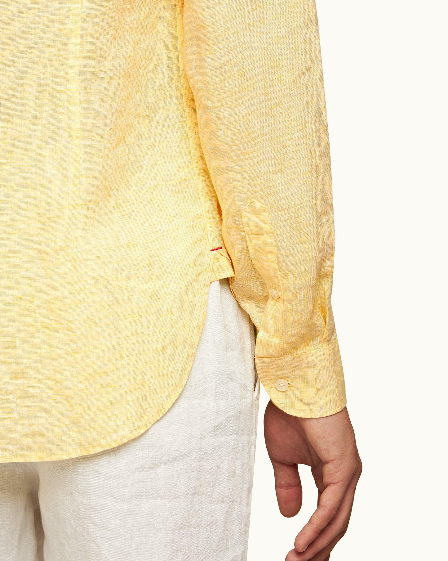 Giles Linen - Mens Toucan/White Tailored Fit Classic Collar Linen Shirt Detail 1 View