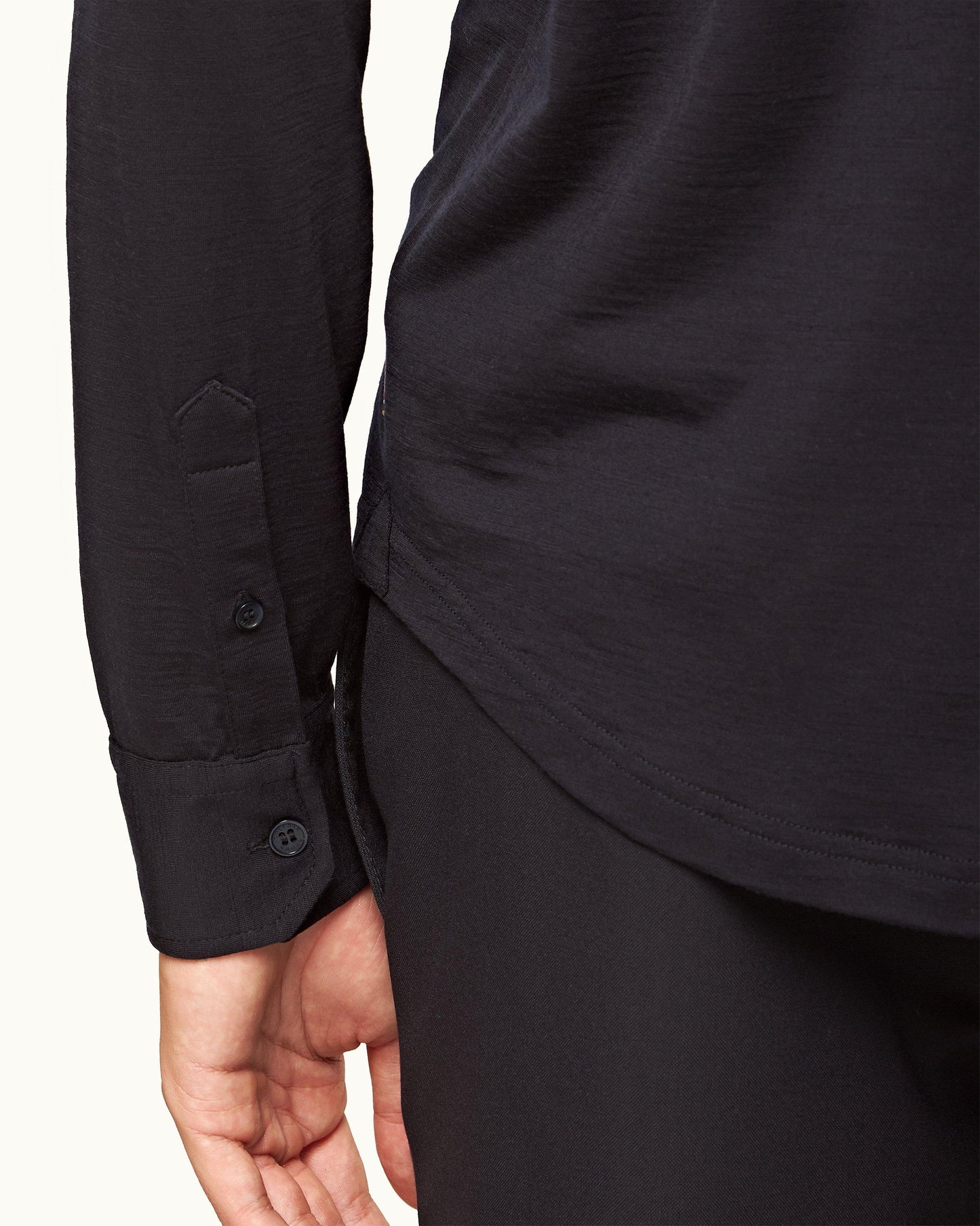 Giles Merino - Mens Tailored Fit Classic Collar Merino Shirt In Night Iris Blue Detail 1 View