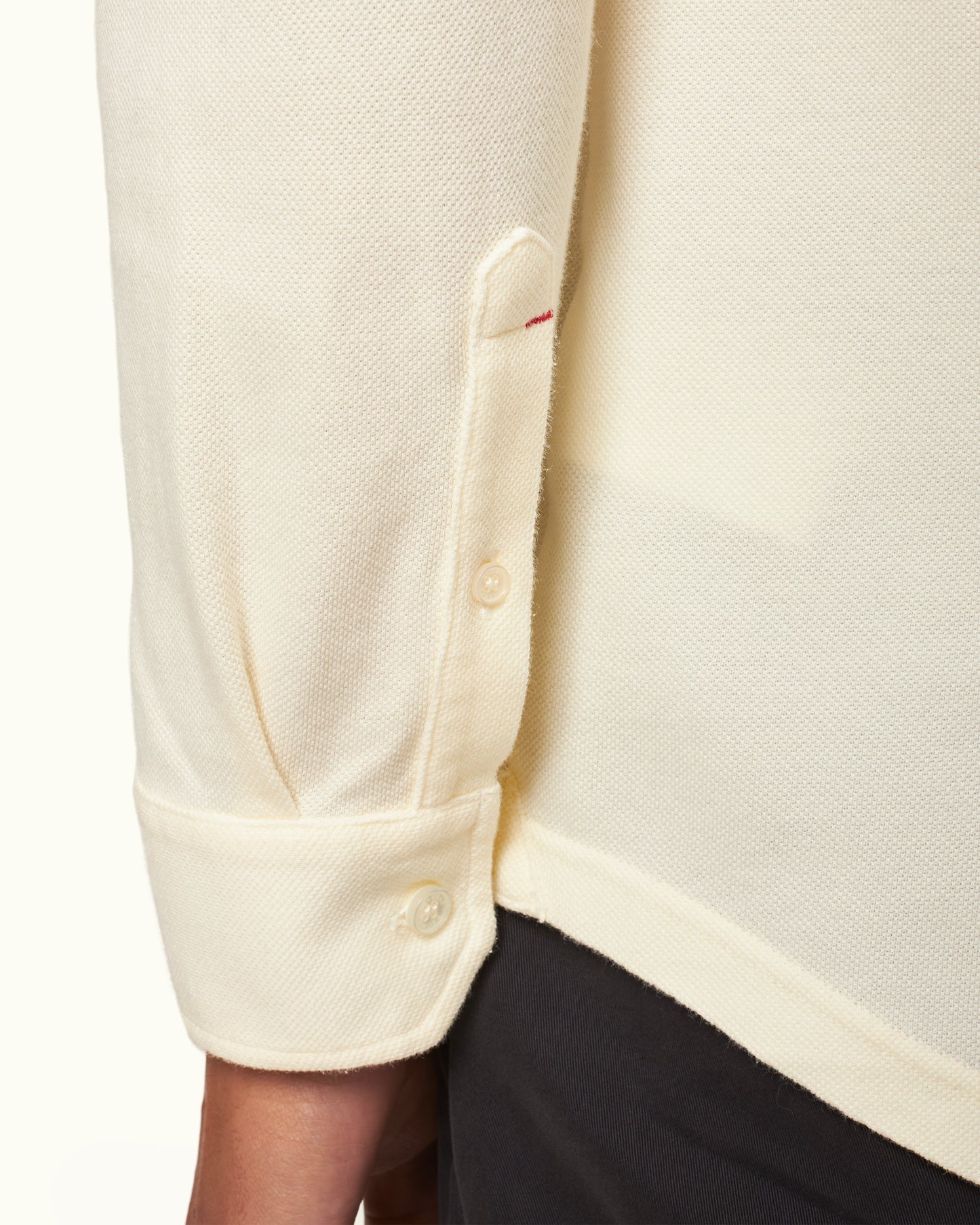 Giles Pique - Tailored Fit Classic Collar Cotton Pique Shirt in Cashew Detail