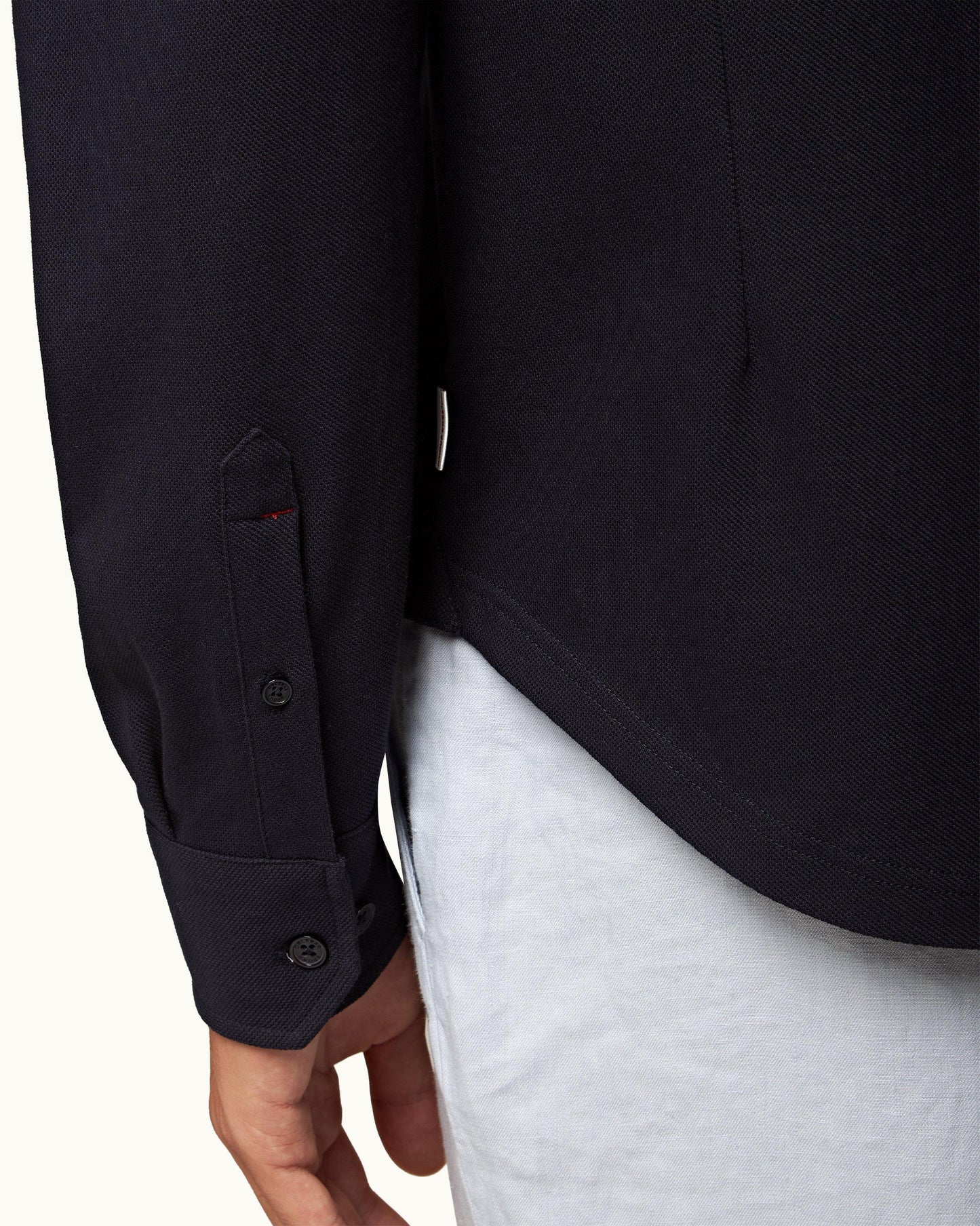 Giles Pique - Mens Night Iris Classic Collar Cotton Pique Shirt Detail 1 View