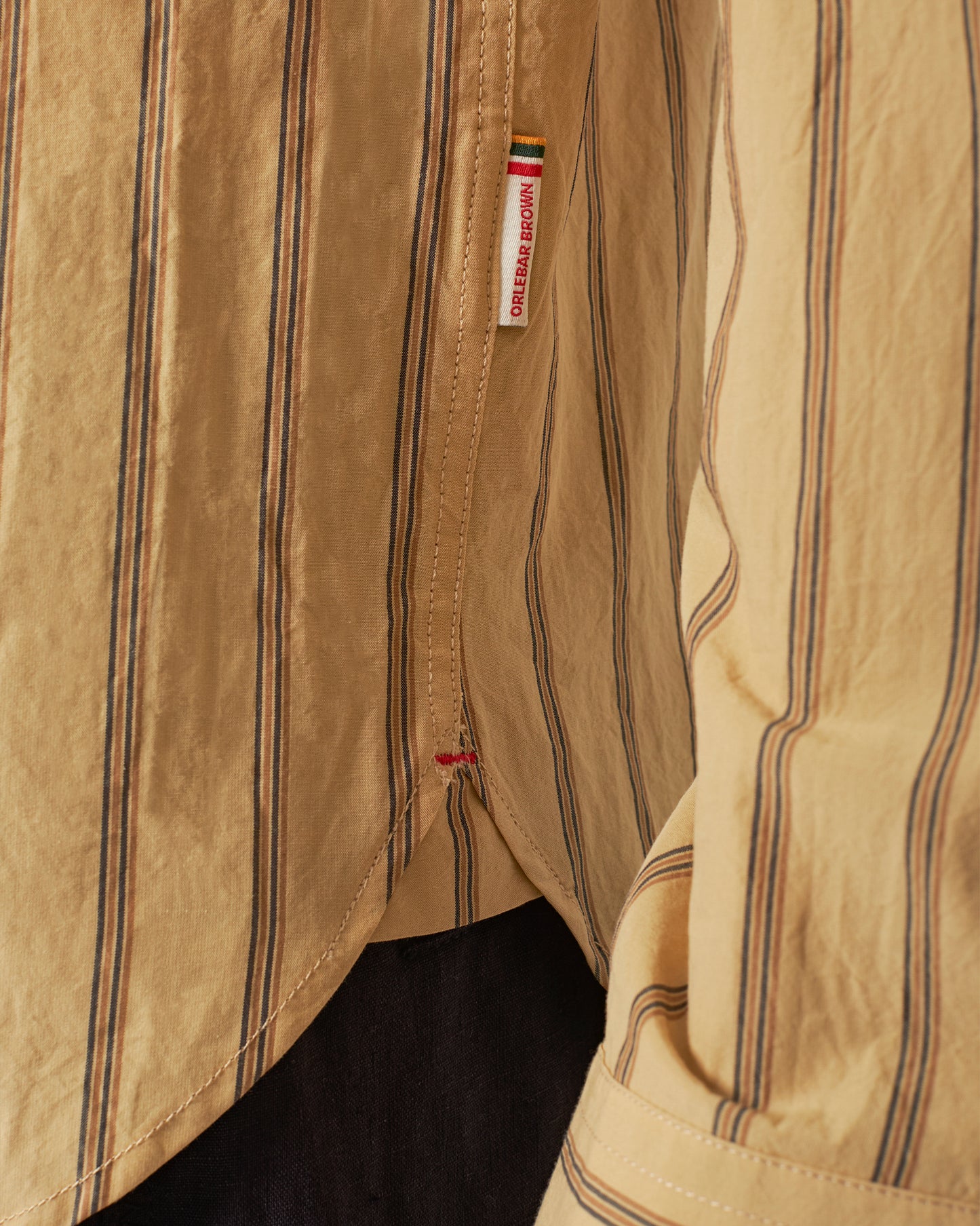 Giles Stripe - Tailored Fit Classic Collar Long-Sleeve Stripe Cotton Shirt in Macchiato Detail 1