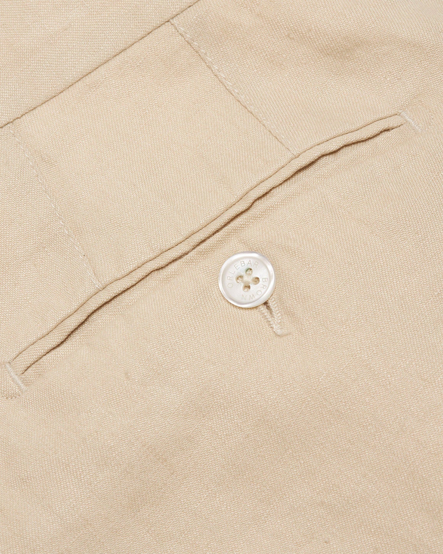 Griffon Linen - Tailored Fit Cotton-Linen Trousers in Chai colour Detail Other