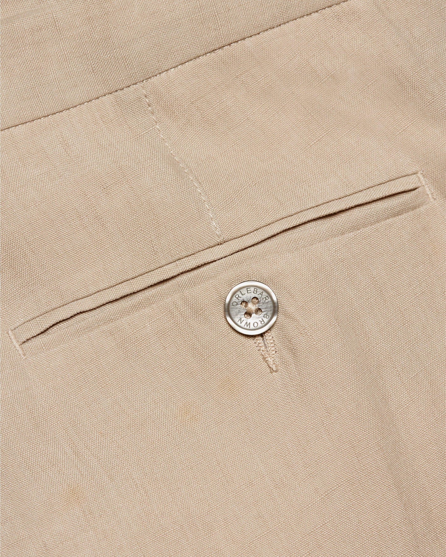 Griffon Linen - Mens 007 Taupe Tailored Fit Linen Trousers Detail View