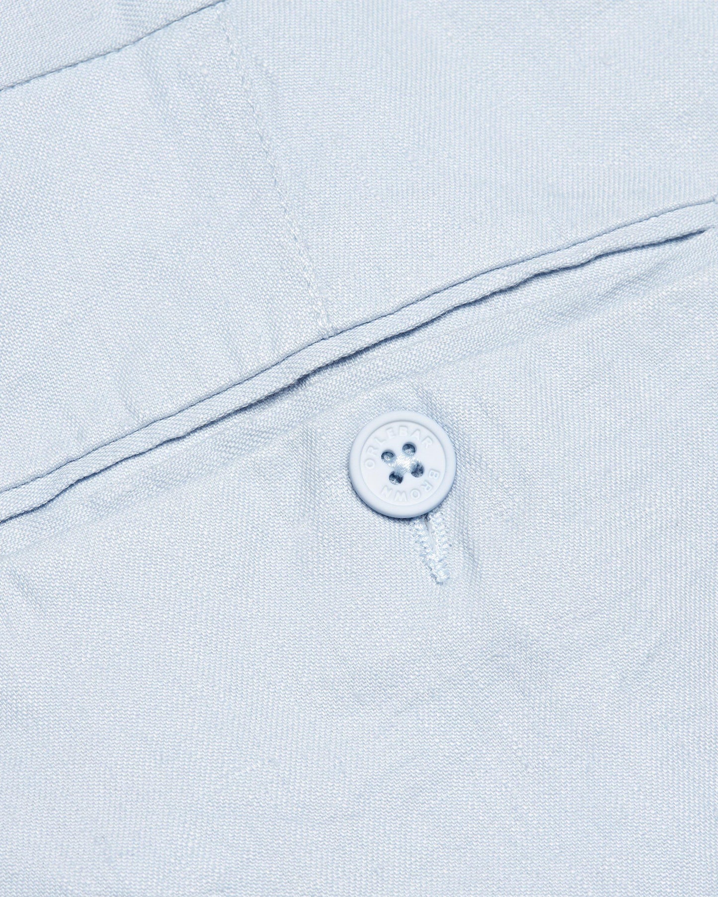 Griffon Linen - Mens Light Island Sky Tailored Fit Linen Trousers Detail View