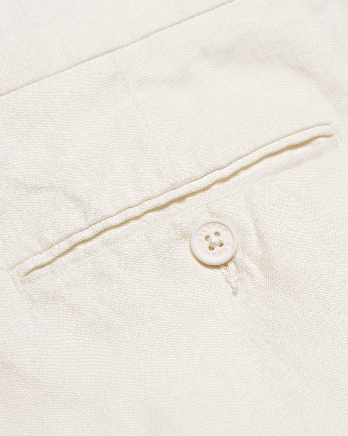 Griffon Linen - Mens Tailored Fit Washed Linen Trousers In White Detail View