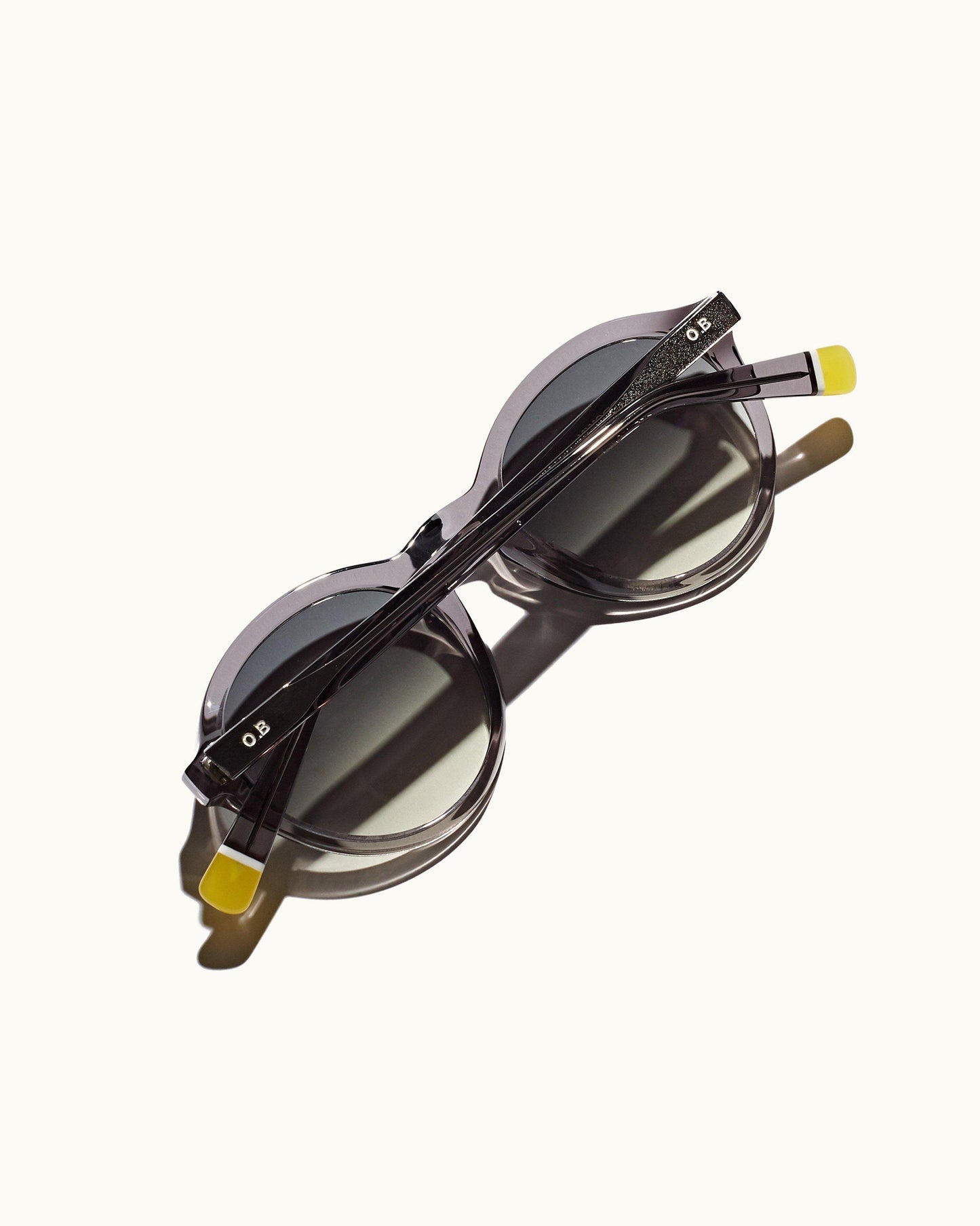 Harlyn - Mens Grey Round Sunglasses Detail View