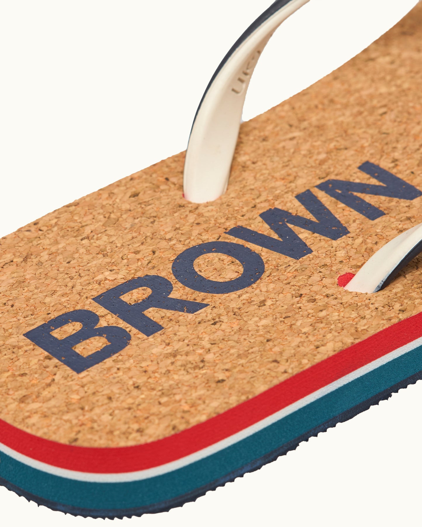 Haston Cork - Navy/White Sand O.B Stripe Cork Flip Flops Detail