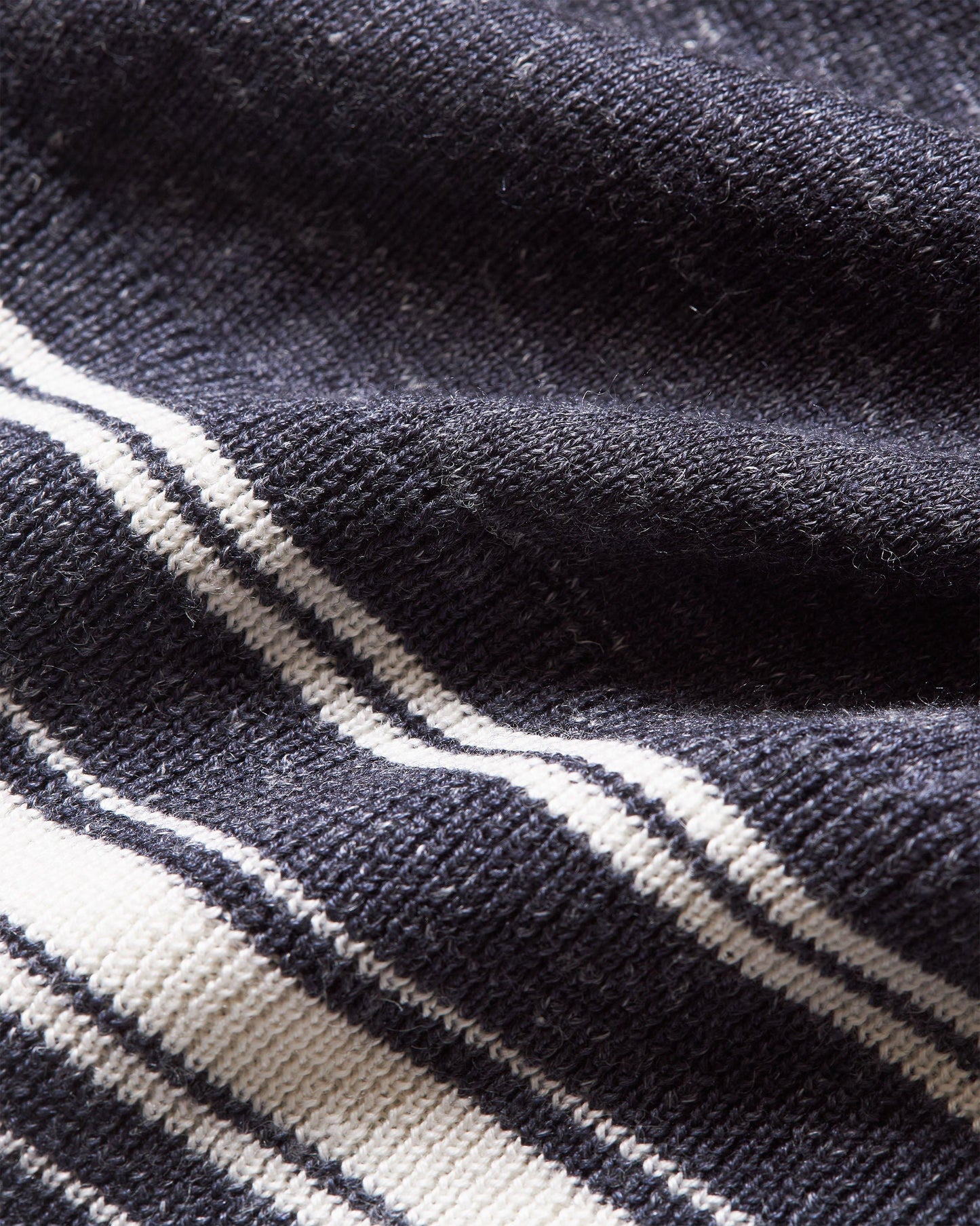 Horton Tipping - Multi-Stripe Tipping Merino-Silk Polo Shirt, Knitted in Italy in Night Iris/White Sand colours Detail Ott