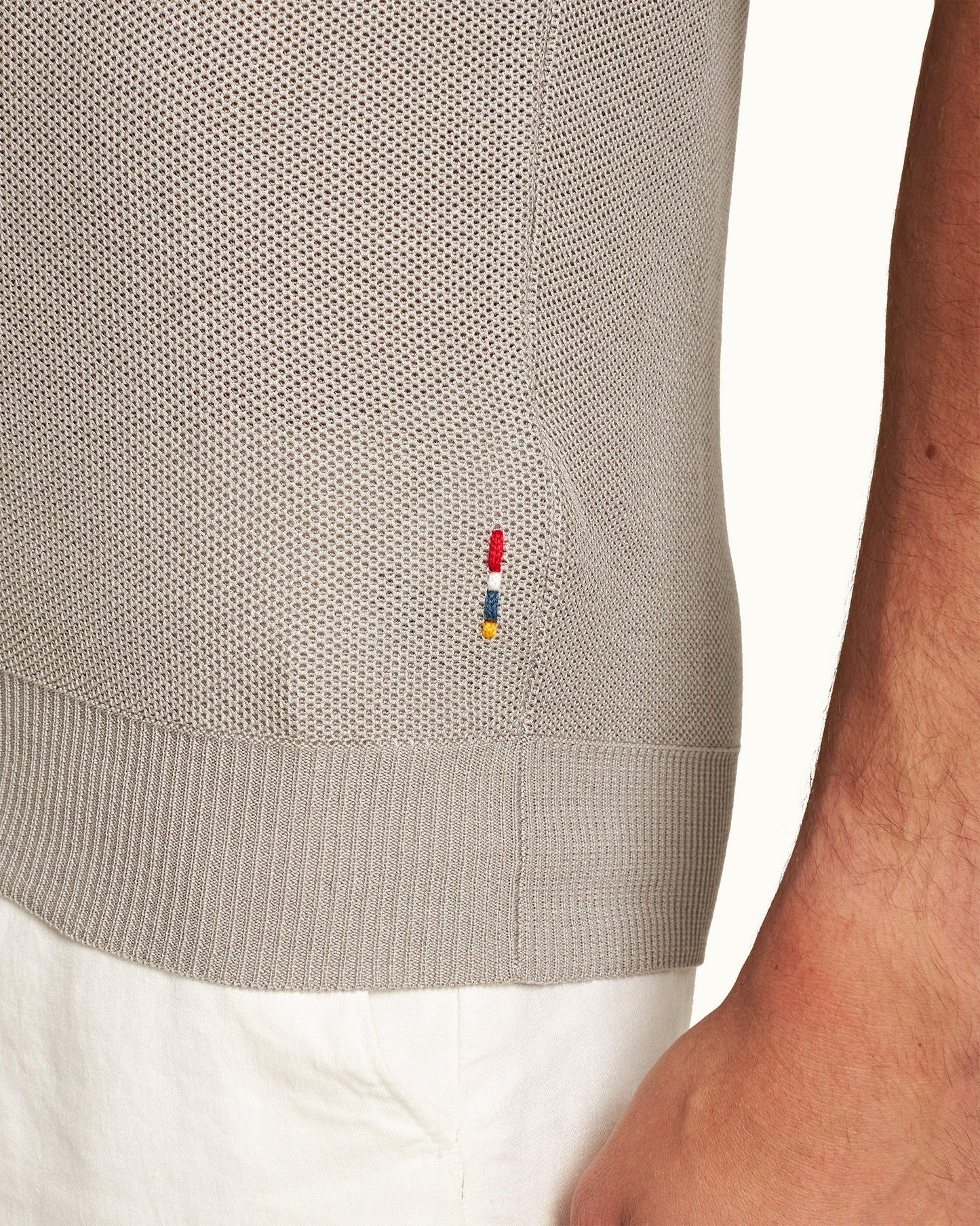 Horton Pique - Mens Cinder Tailored Fit Pique Stitch Mercerised Cotton Polo Shirt Detail 1 View