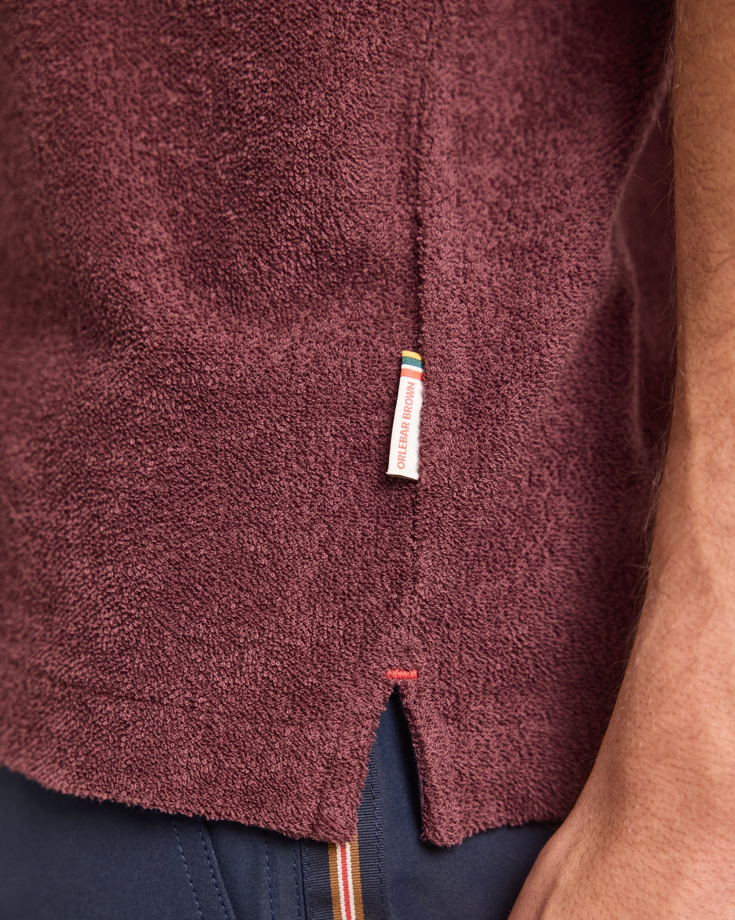 Howell Towelling - Damson Relaxed Fit Capri Collar Cotton Towelling Shirt Detail View