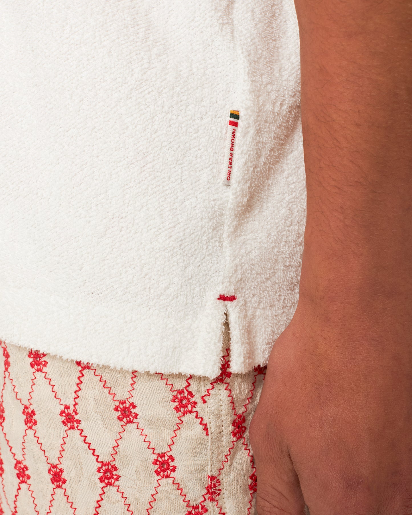 Howell Towelling - Sea Mist Relaxed Fit Capri Collar Cotton Towelling Shirt Detail 1