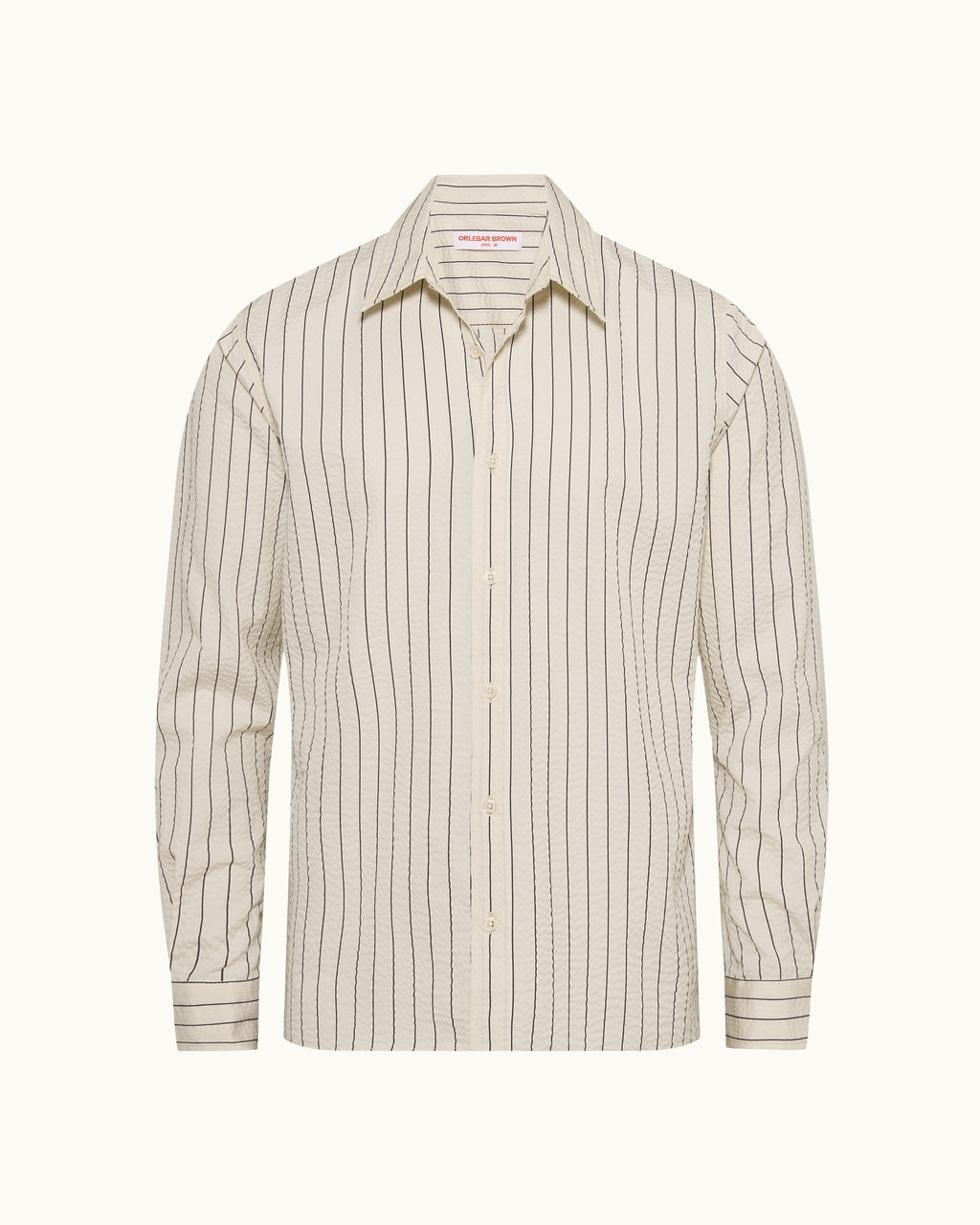 Beige striped shirt on a white background