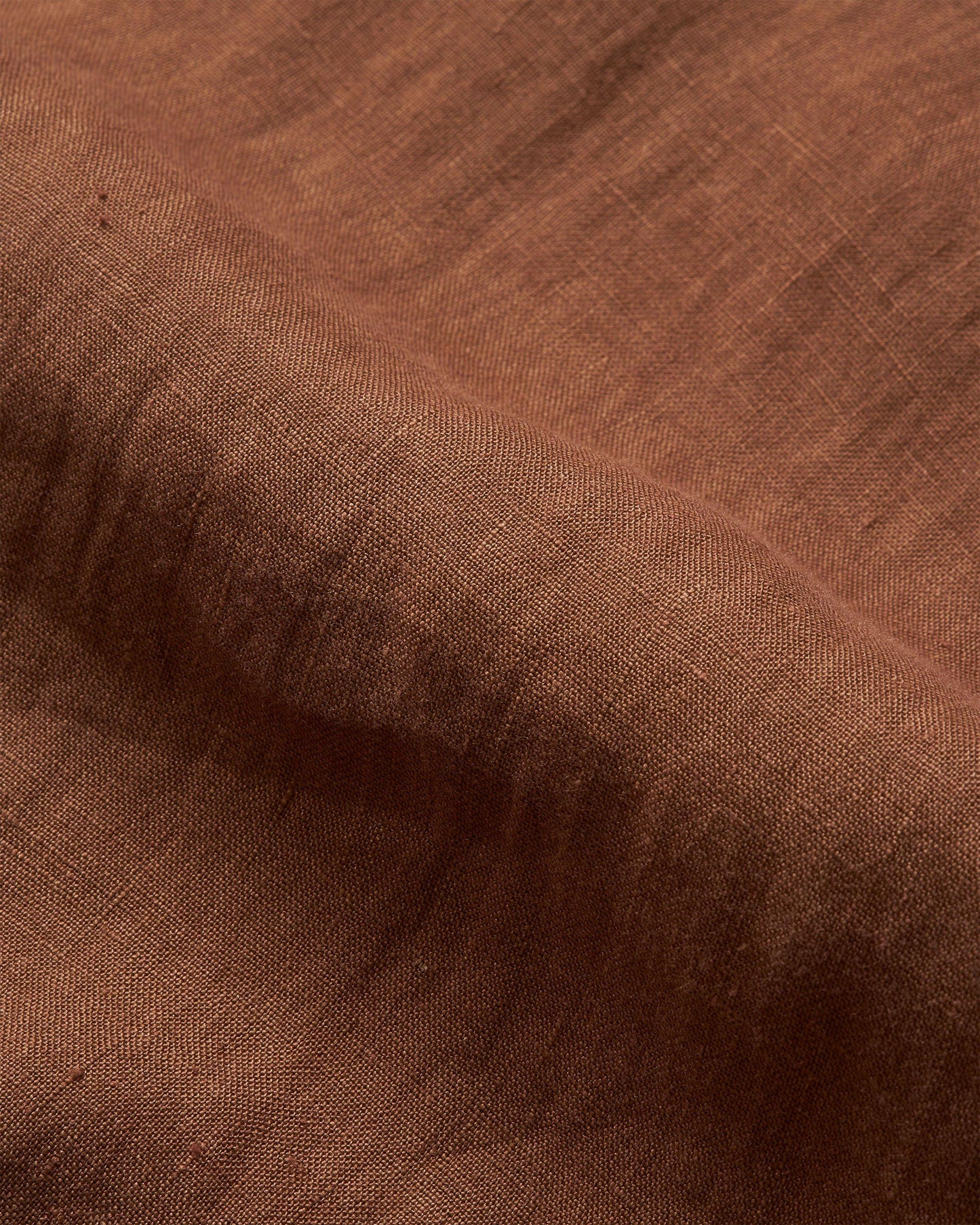 Maitan - Relaxed Fit Capri Collar Linen Shirt Woven In Italy in Cinnamon Coffee colour Detail Ott