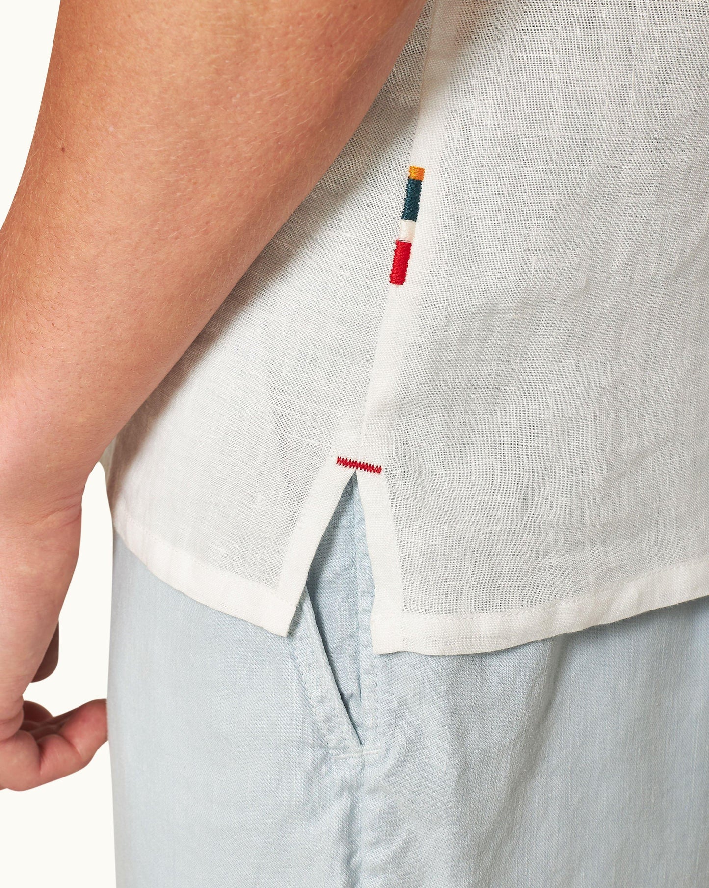 Maitan Linen - Relaxed Fit Capri Collar Linen Shirt in White Detail 1