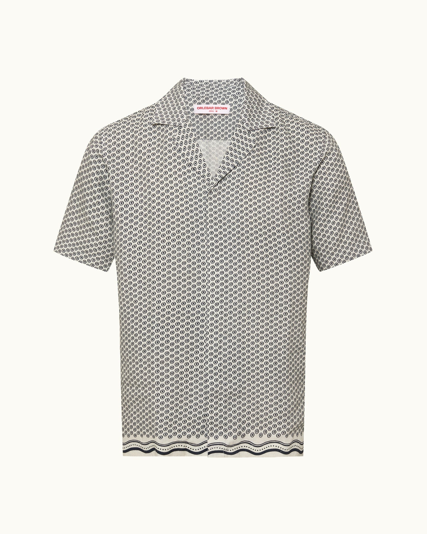 Short-sleeve patterned shirt on a white background