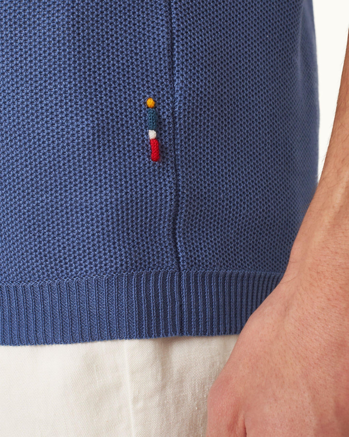 Maranon - Mens Classic Fit Mercerised Cotton Polo Shirt In Springfield Blue Detail 1 View